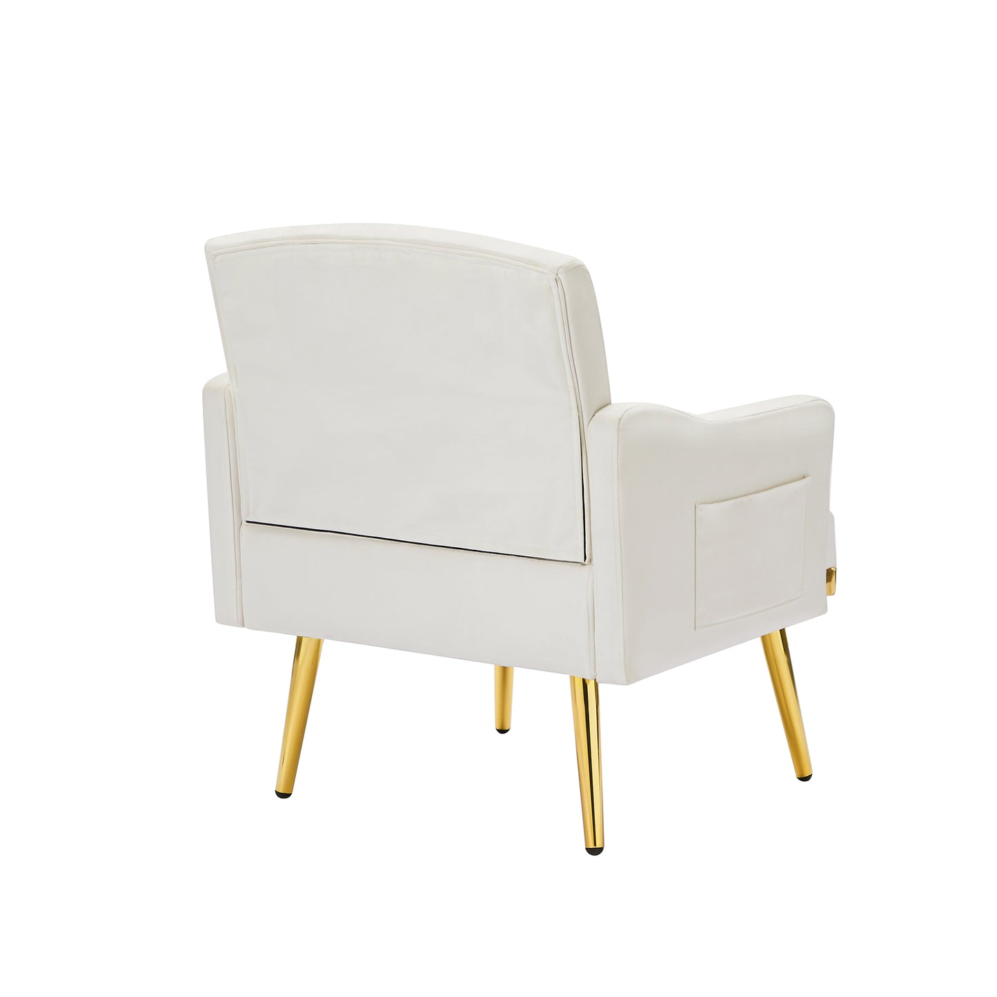 Cream White Velvet Armchair with Metal Legs - Elegant Modern Seating for Living Room, Bedroom, Home Office