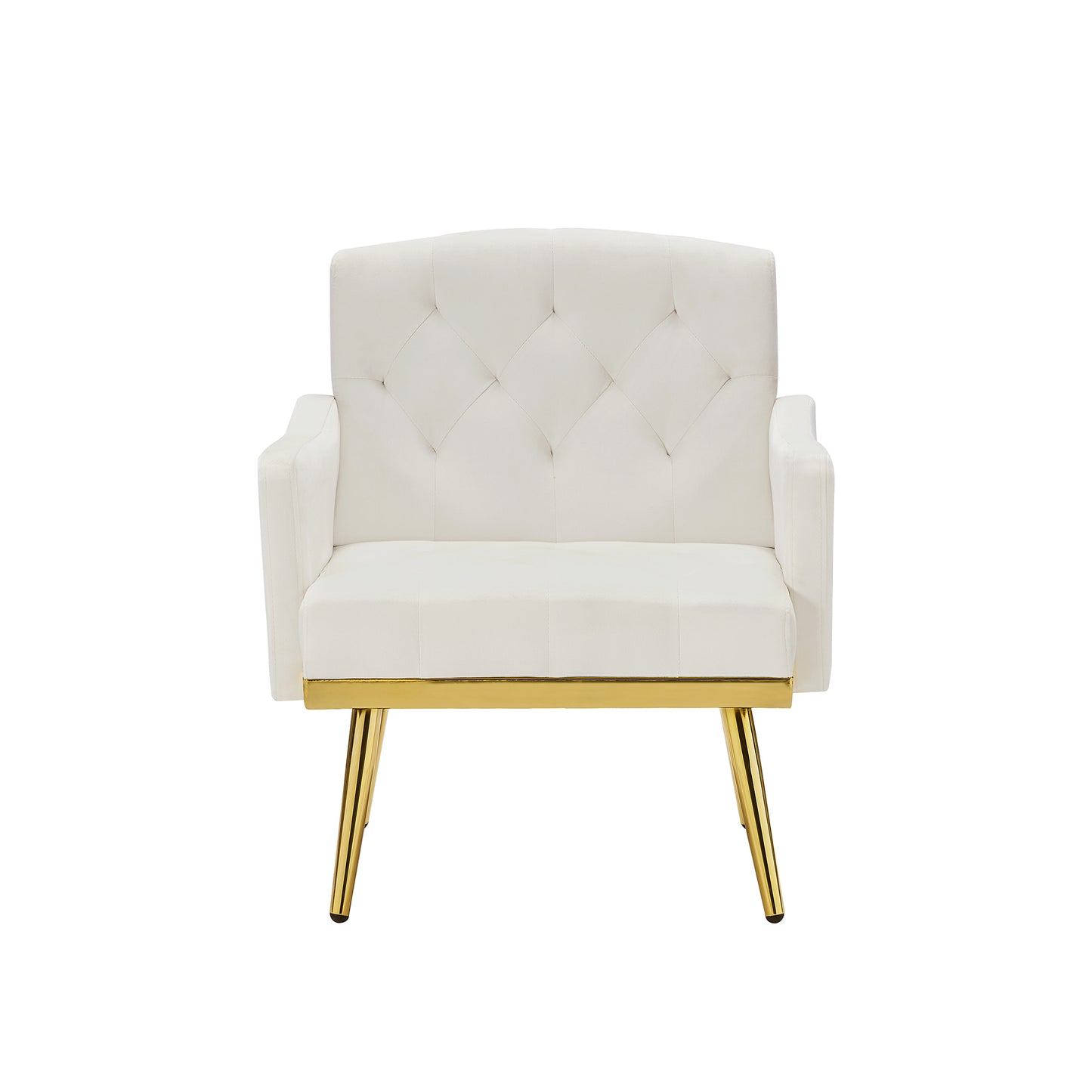 Cream White Velvet Armchair with Metal Legs - Elegant Modern Seating for Living Room, Bedroom, Home Office
