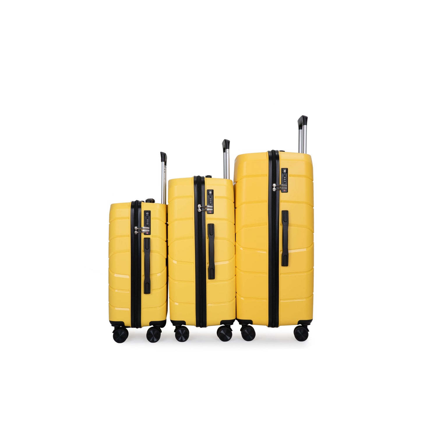 Lightweight Hardshell Luggage Set with Spinner Wheels and TSA Lock, 3-Piece Suitcase Set (20/24/28), Yellow