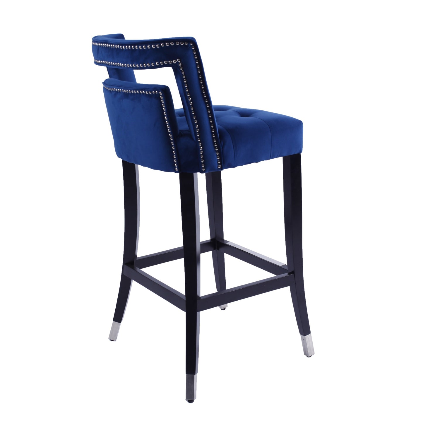 Suede Velvet Barstool Set of 2 - Stylish Living Room Chairs with Nailheads, 30-Inch Seat Height