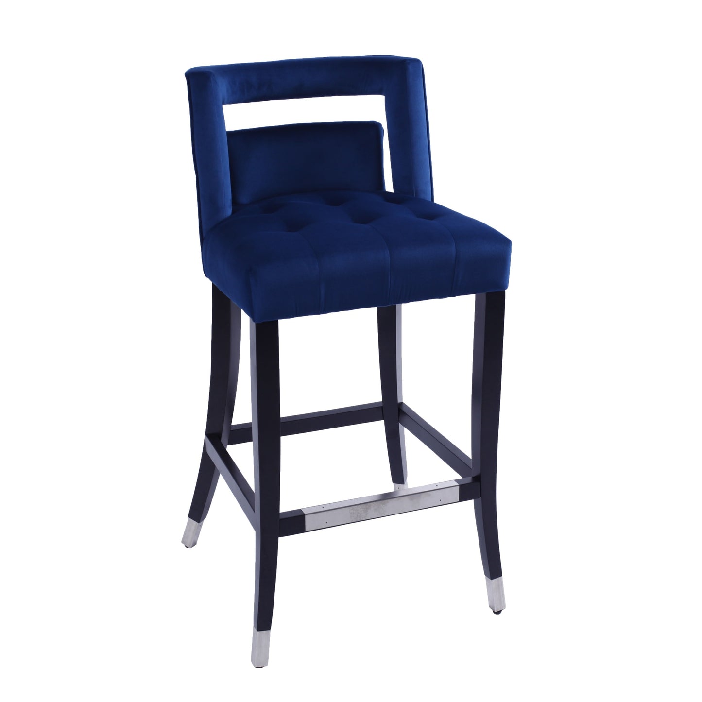 Suede Velvet Barstool Set of 2 - Stylish Living Room Chairs with Nailheads, 30-Inch Seat Height