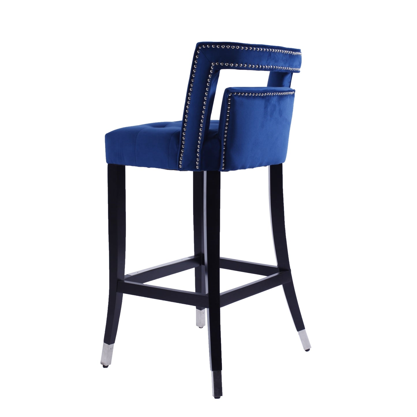 Suede Velvet Barstool Set of 2 - Stylish Living Room Chairs with Nailheads, 30-Inch Seat Height
