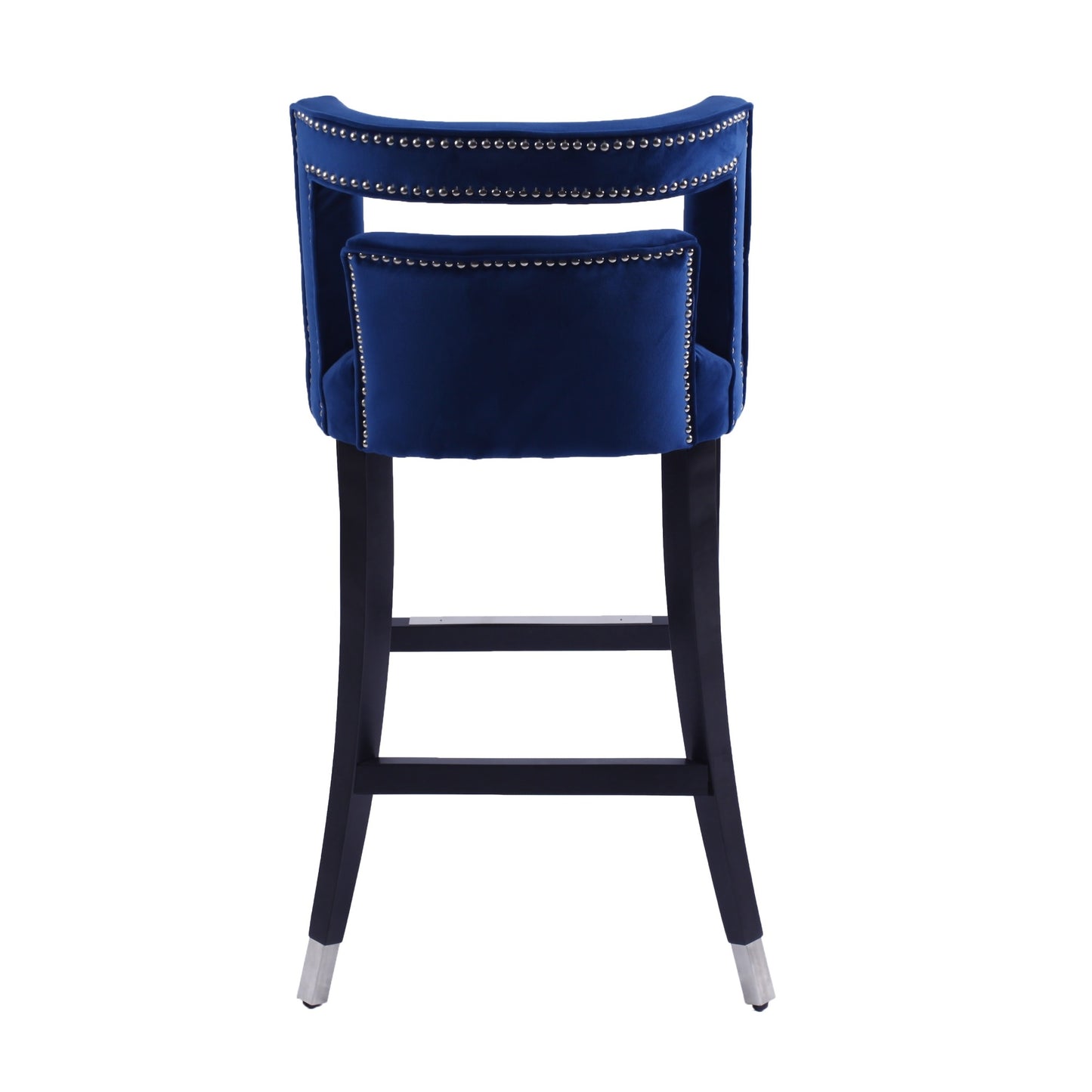 Suede Velvet Barstool Set of 2 - Stylish Living Room Chairs with Nailheads, 30-Inch Seat Height