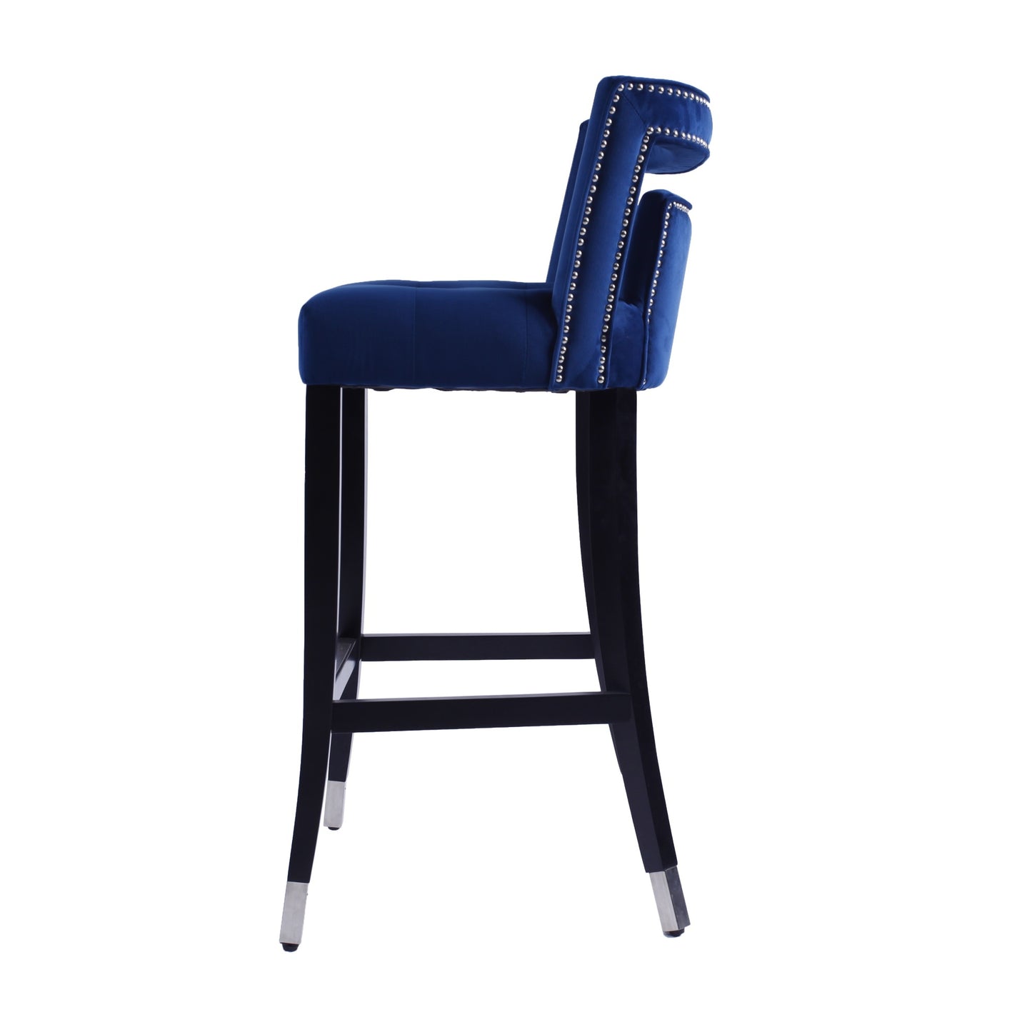 Suede Velvet Barstool Set of 2 - Stylish Living Room Chairs with Nailheads, 30-Inch Seat Height