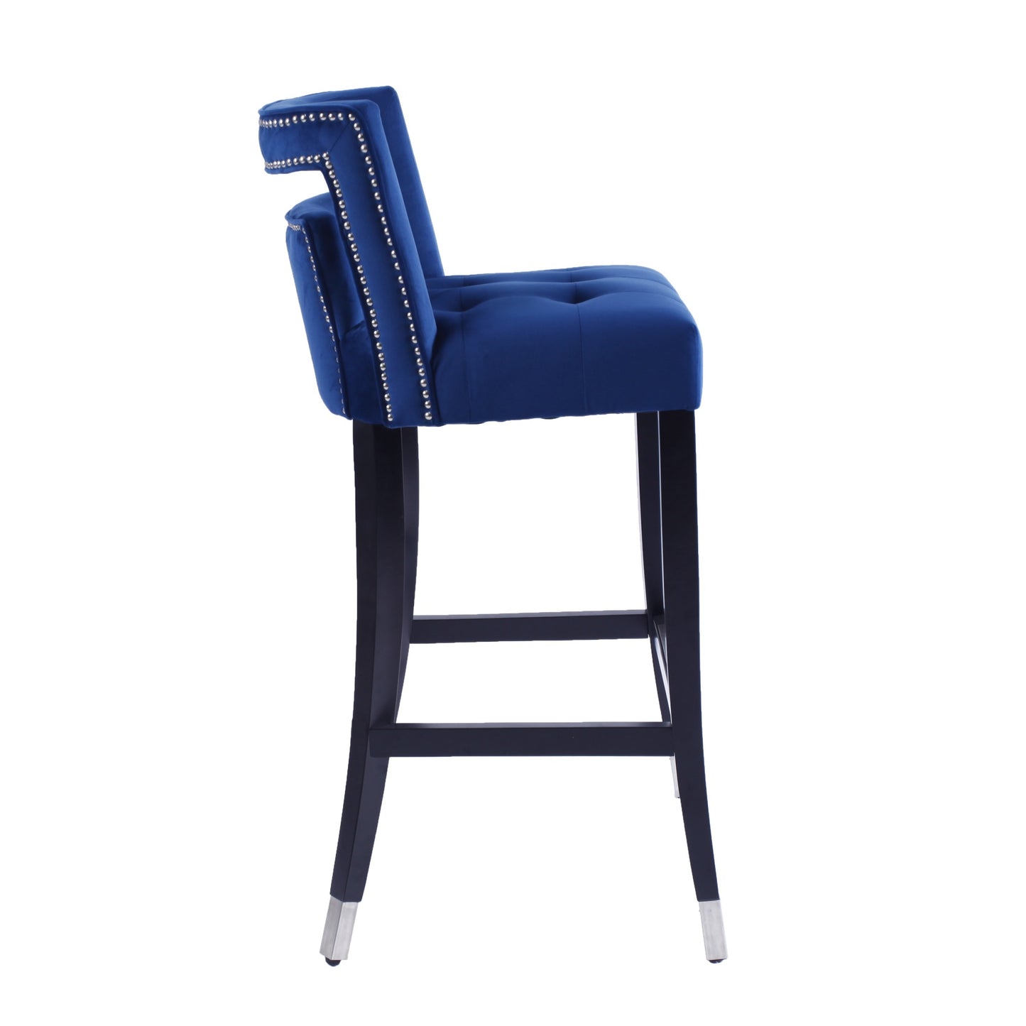 Suede Velvet Barstool Set of 2 - Stylish Living Room Chairs with Nailheads, 30-Inch Seat Height