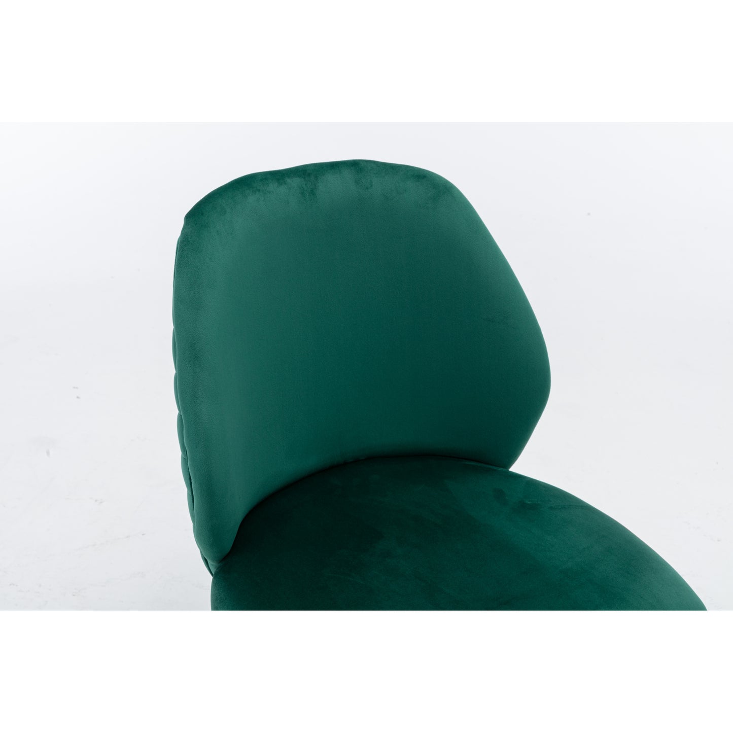 Modern Velvet Dining Chair Set of 2 - Woven Upholstered Accent Chairs with Barrel Backrest & Gold Metal Legs for Living Room Green