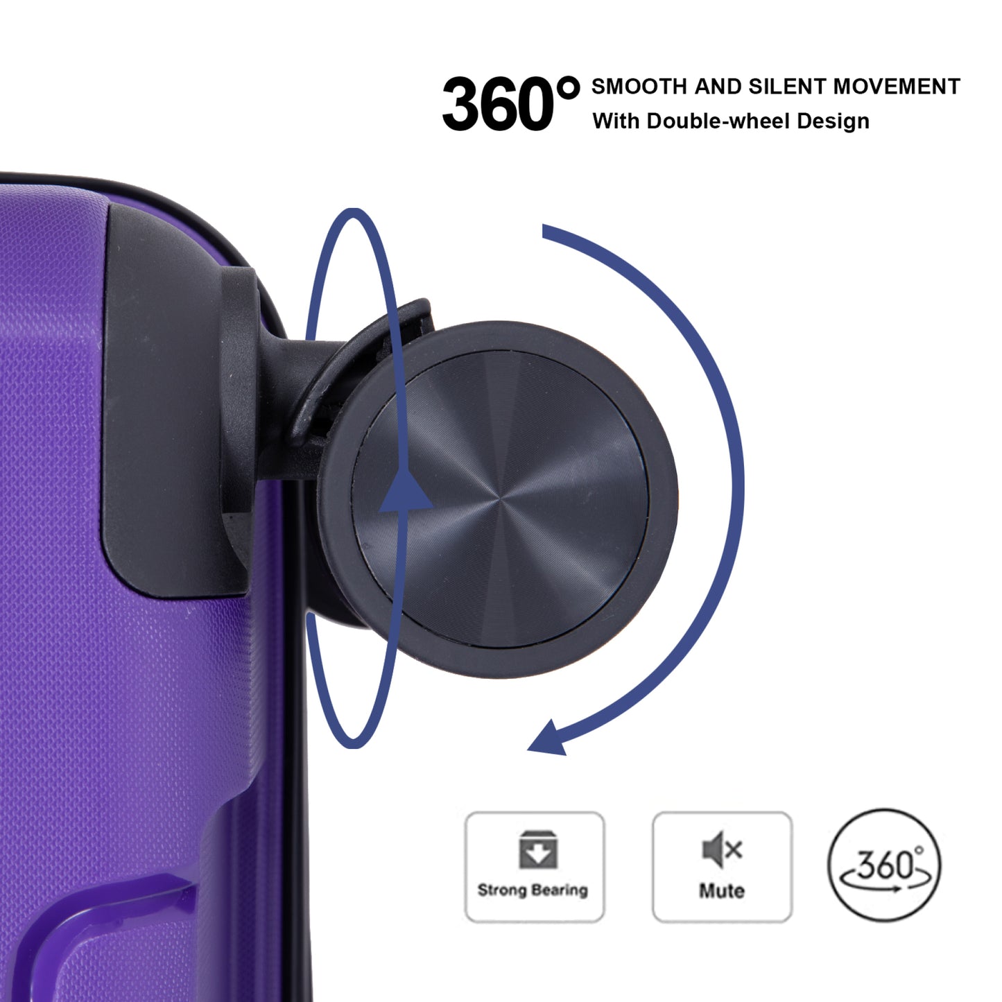 Lightweight Durable Hardshell Luggage Set with Spinner Wheels, 3-Piece (20/24/28) - Purple, TSA Lock