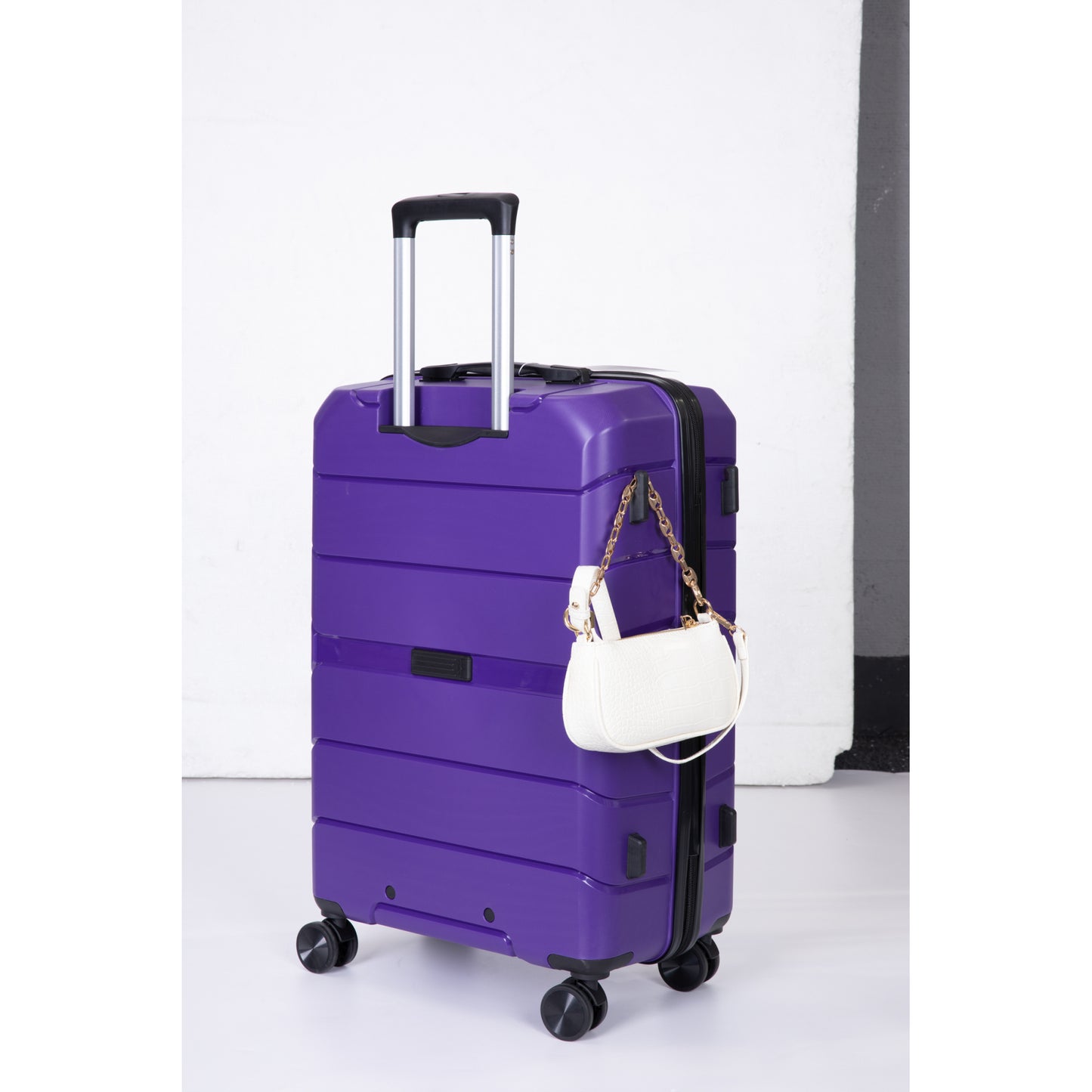 Lightweight Durable Hardshell Luggage Set with Spinner Wheels, 3-Piece (20/24/28) - Purple, TSA Lock