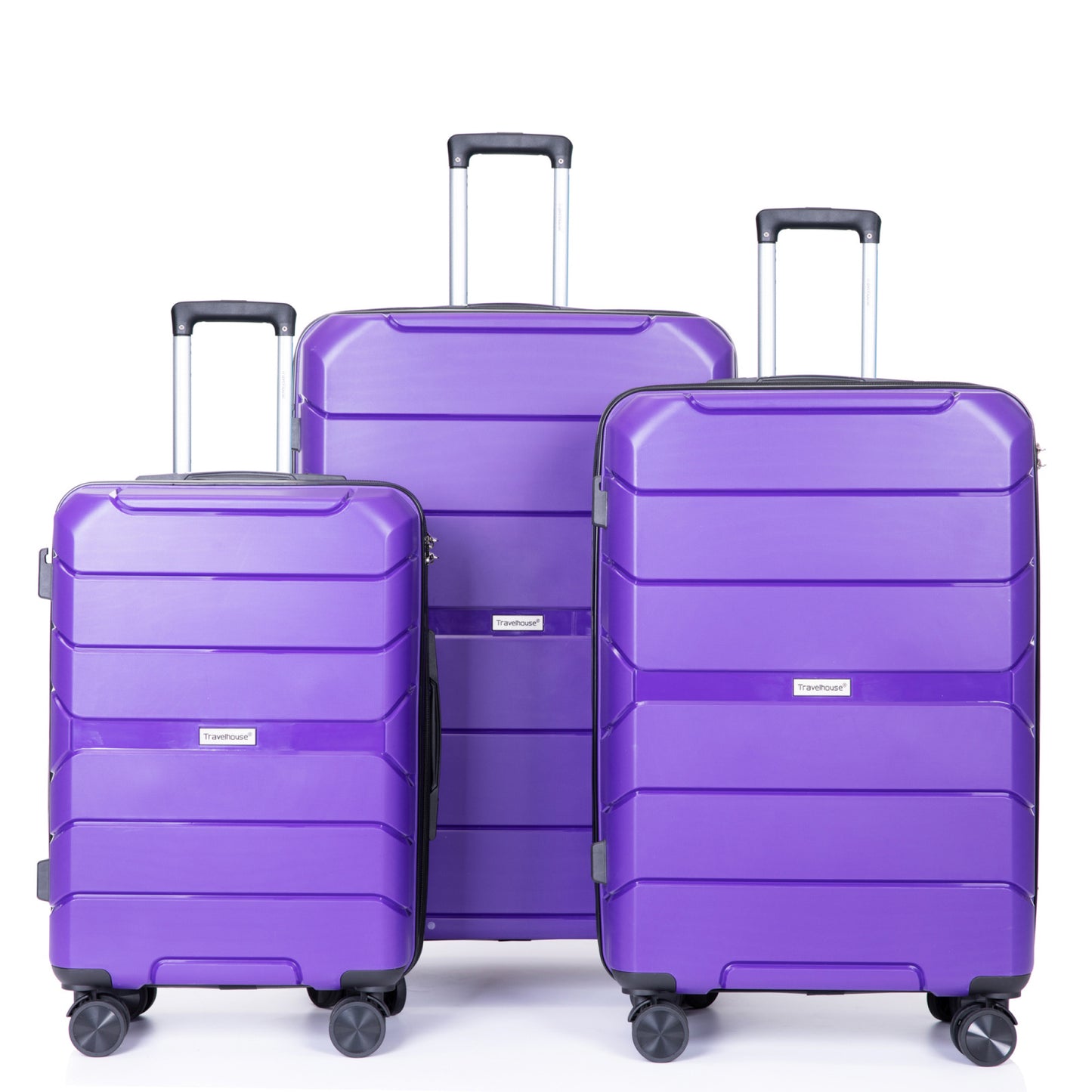 Lightweight Durable Hardshell Luggage Set with Spinner Wheels, 3-Piece (20/24/28) - Purple, TSA Lock