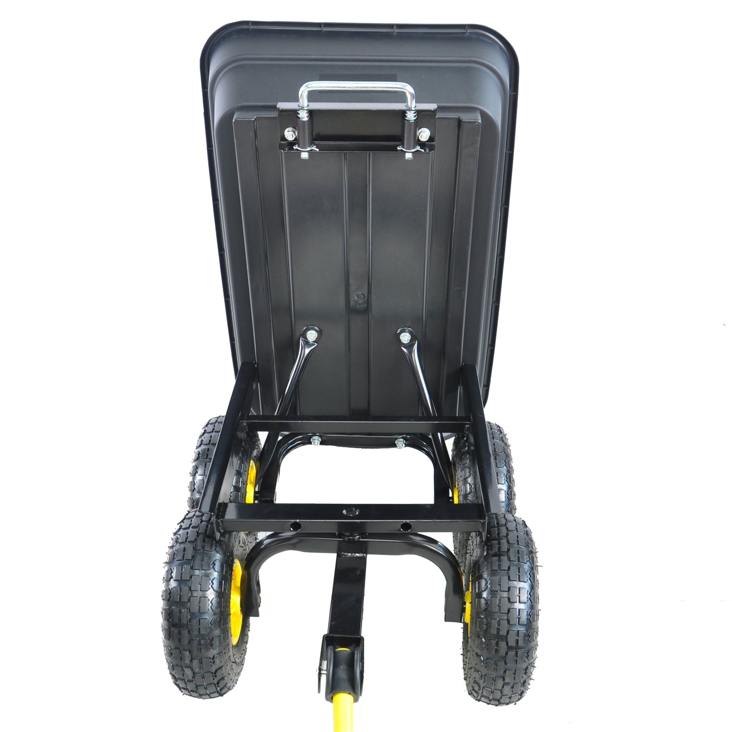 Folding Poly Garden Dump Truck - 10 Pneumatic Tires, 300 lb Capacity, Steel Frame, 55L Capacity, Black