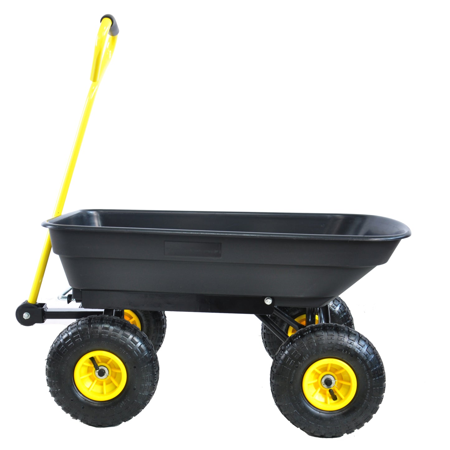 Folding Poly Garden Dump Truck - 10 Pneumatic Tires, 300 lb Capacity, Steel Frame, 55L Capacity, Black