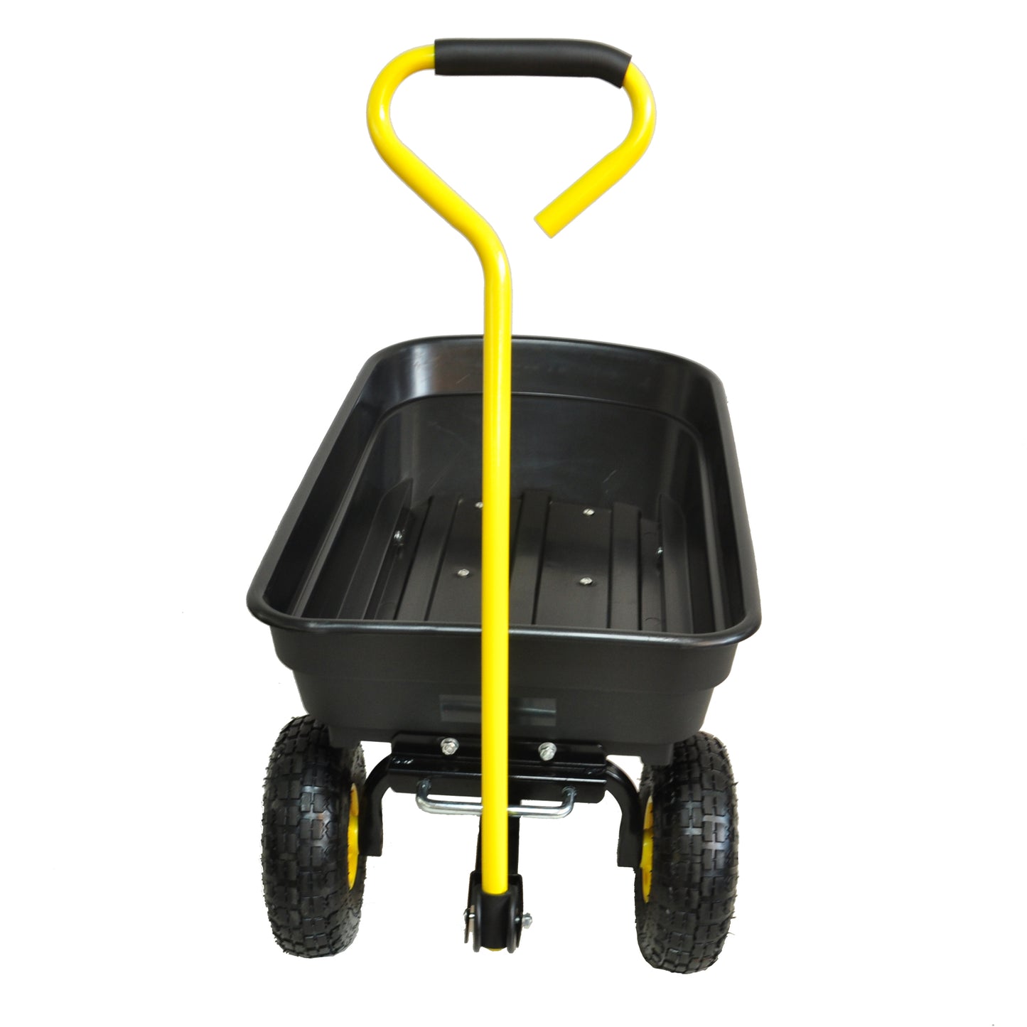 Folding Poly Garden Dump Truck - 10 Pneumatic Tires, 300 lb Capacity, Steel Frame, 55L Capacity, Black