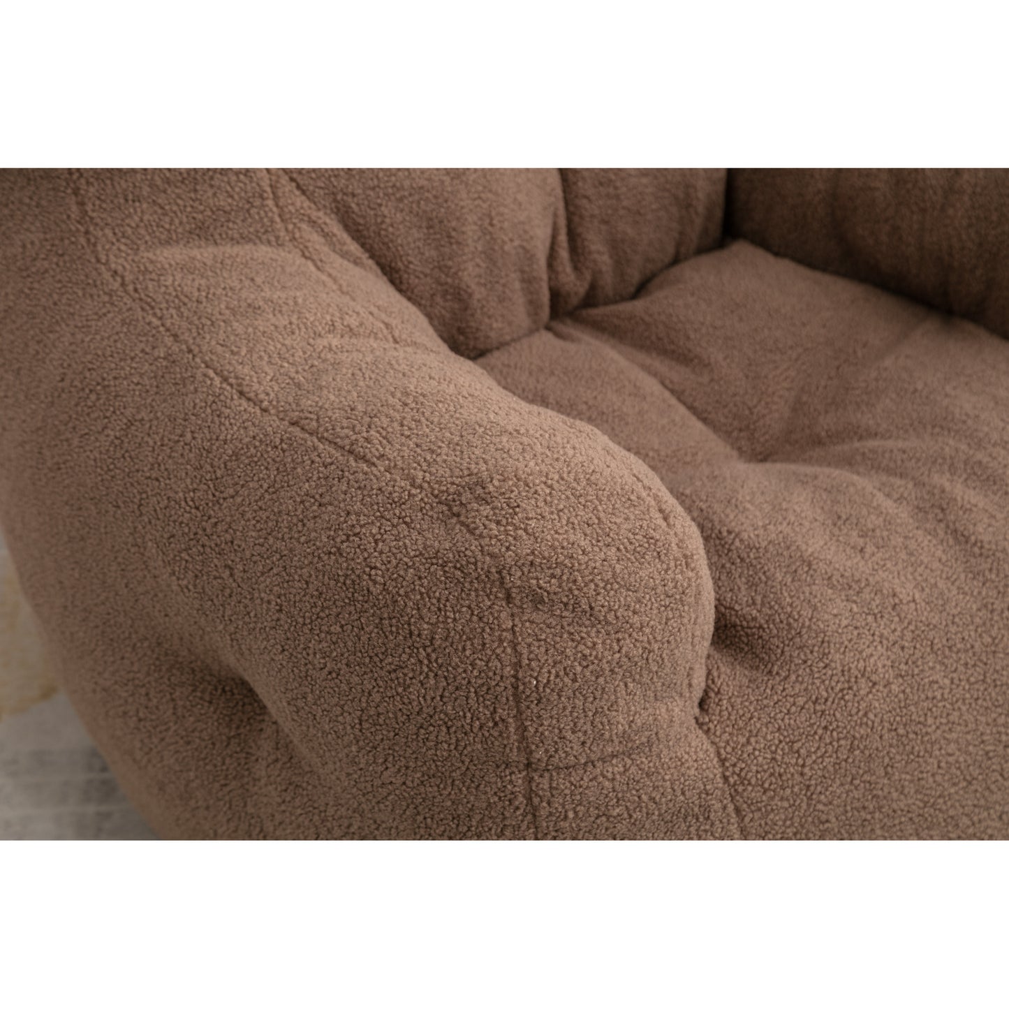 Soft Teddy Fabric Tufted Foam Bean Bag Chair - Cozy, Plush Seating in Coffee Color - Perfect for Kids & Adults, Ideal for Living Room