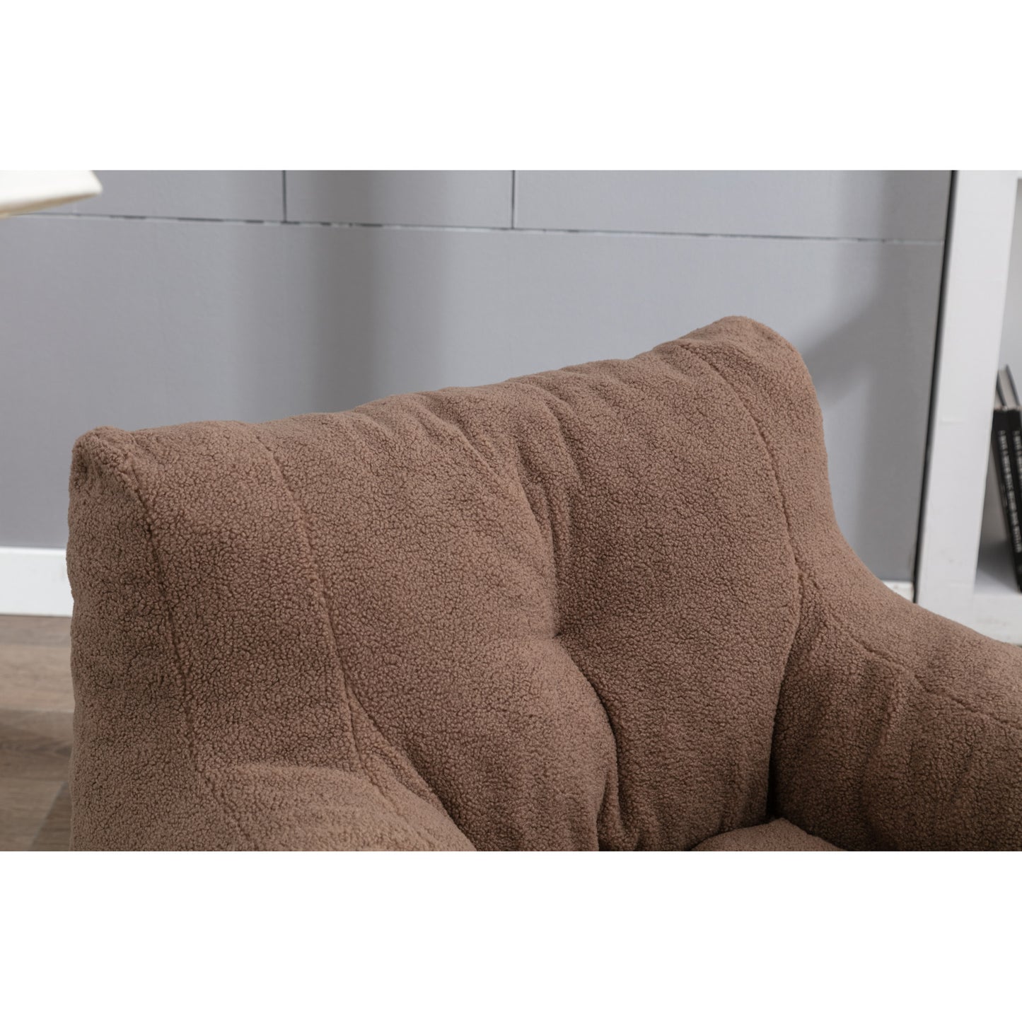 Soft Teddy Fabric Tufted Foam Bean Bag Chair - Cozy, Plush Seating in Coffee Color - Perfect for Kids & Adults, Ideal for Living Room