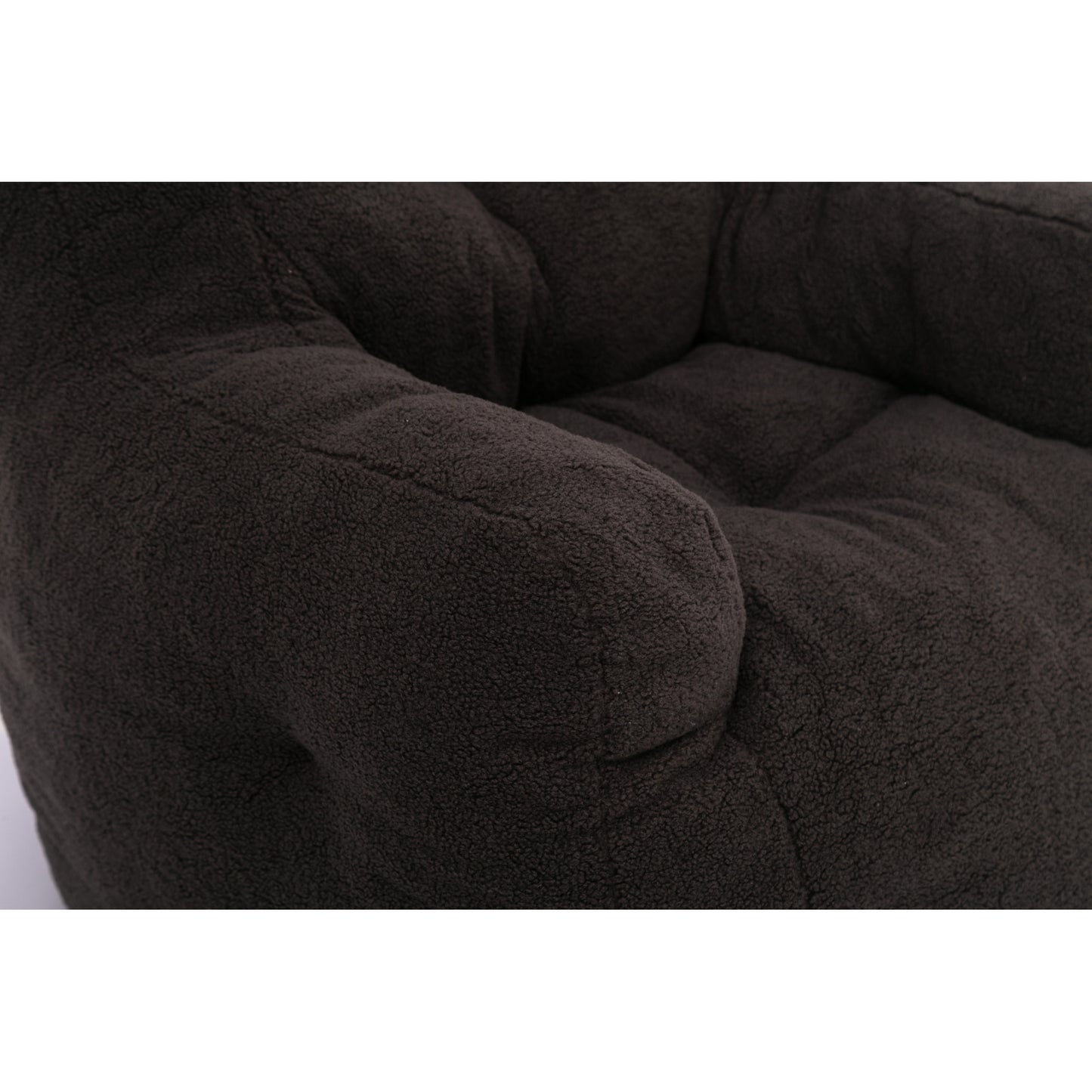 Soft Teddy Fabric Tufted Foam Bean Bag Chair - Dark Gray Cozy Seating for Kids and Adults, Perfect for Living Room and Playroom