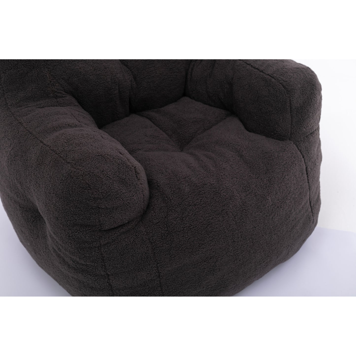 Soft Teddy Fabric Tufted Foam Bean Bag Chair - Dark Gray Cozy Seating for Kids and Adults, Perfect for Living Room and Playroom