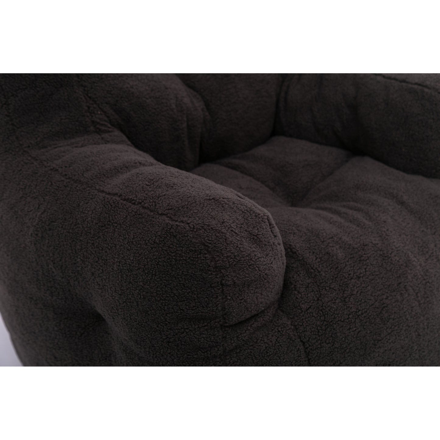 Soft Teddy Fabric Tufted Foam Bean Bag Chair - Dark Gray Cozy Seating for Kids and Adults, Perfect for Living Room and Playroom