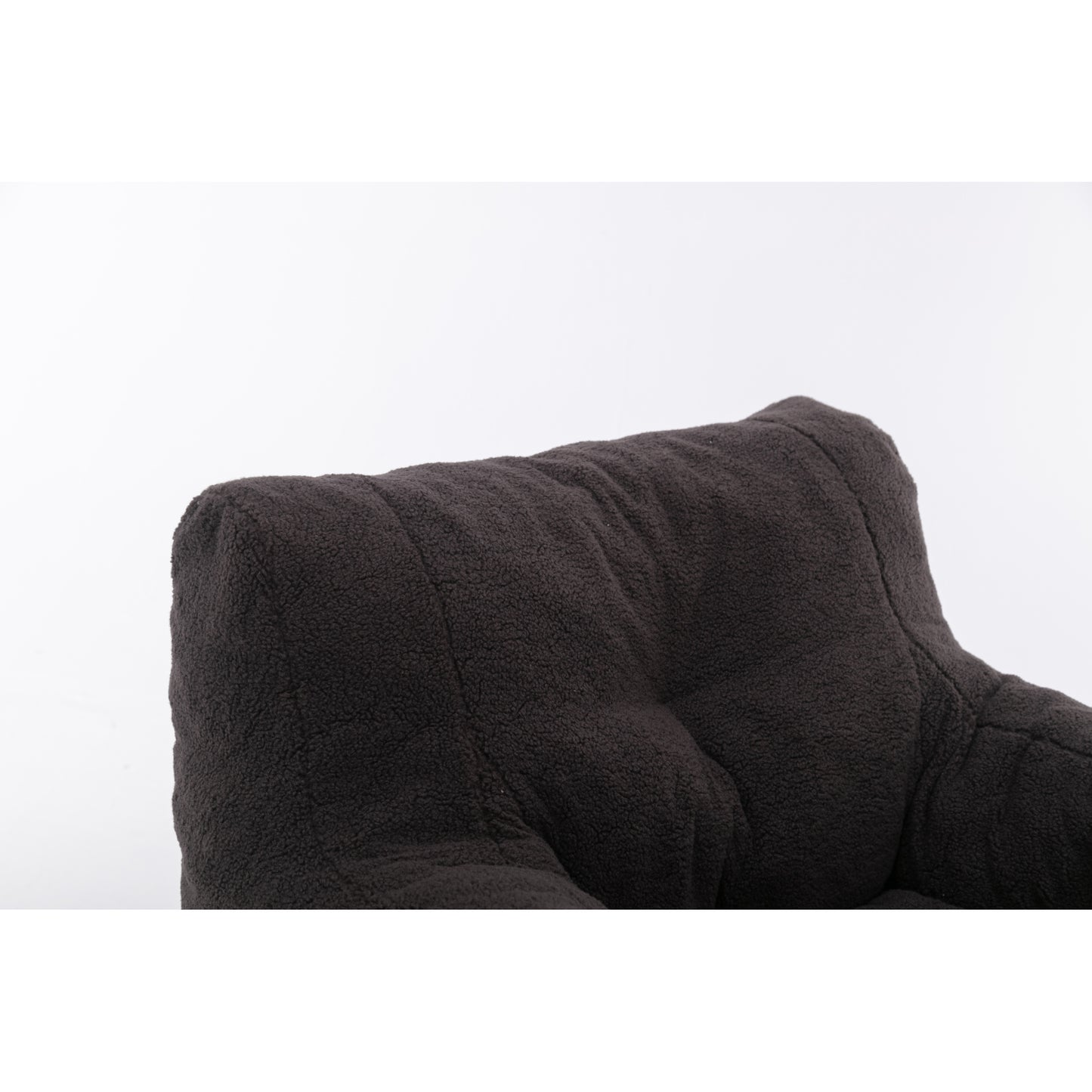 Soft Teddy Fabric Tufted Foam Bean Bag Chair - Dark Gray Cozy Seating for Kids and Adults, Perfect for Living Room and Playroom