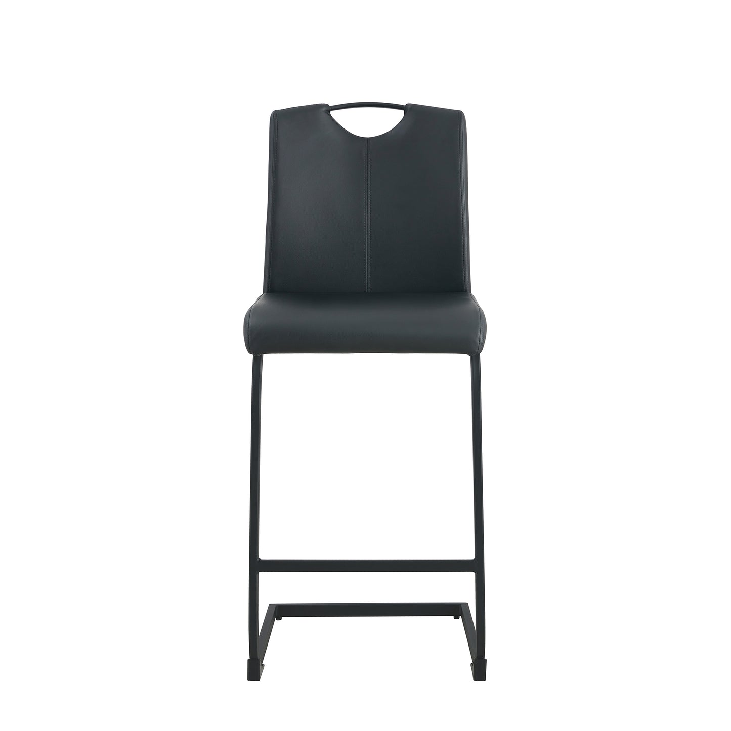 Black PU Chair Barstool Set of 2 – Stylish Counter Height Dining Stools for Kitchen, Bar, or Pub Use