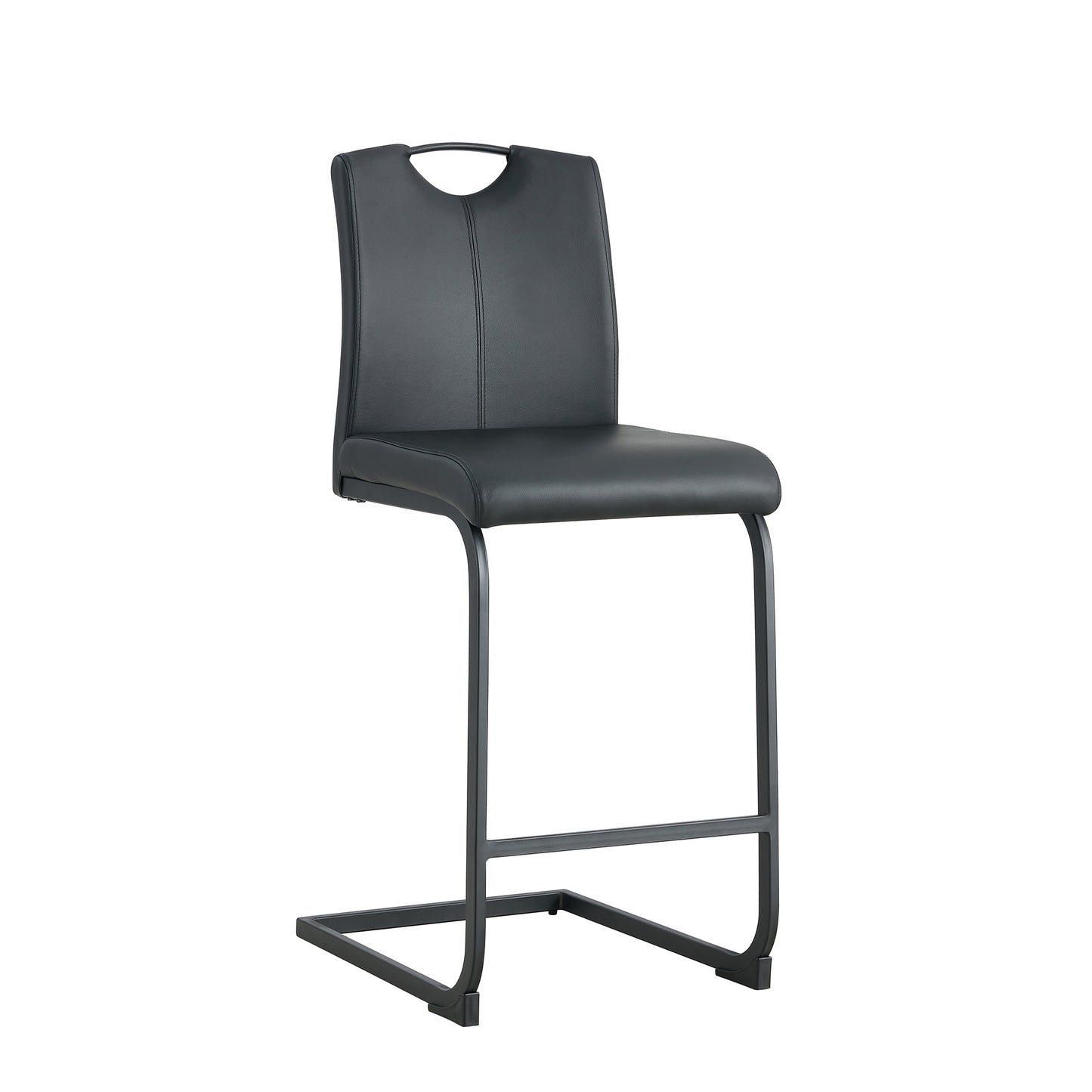 Black PU Chair Barstool Set of 2 – Stylish Counter Height Dining Stools for Kitchen, Bar, or Pub Use