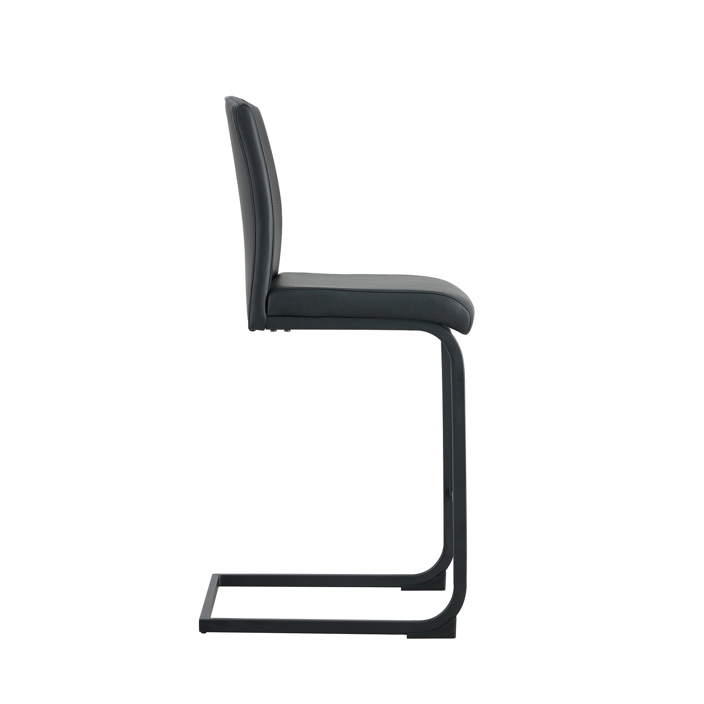 Black PU Chair Barstool Set of 2 – Stylish Counter Height Dining Stools for Kitchen, Bar, or Pub Use