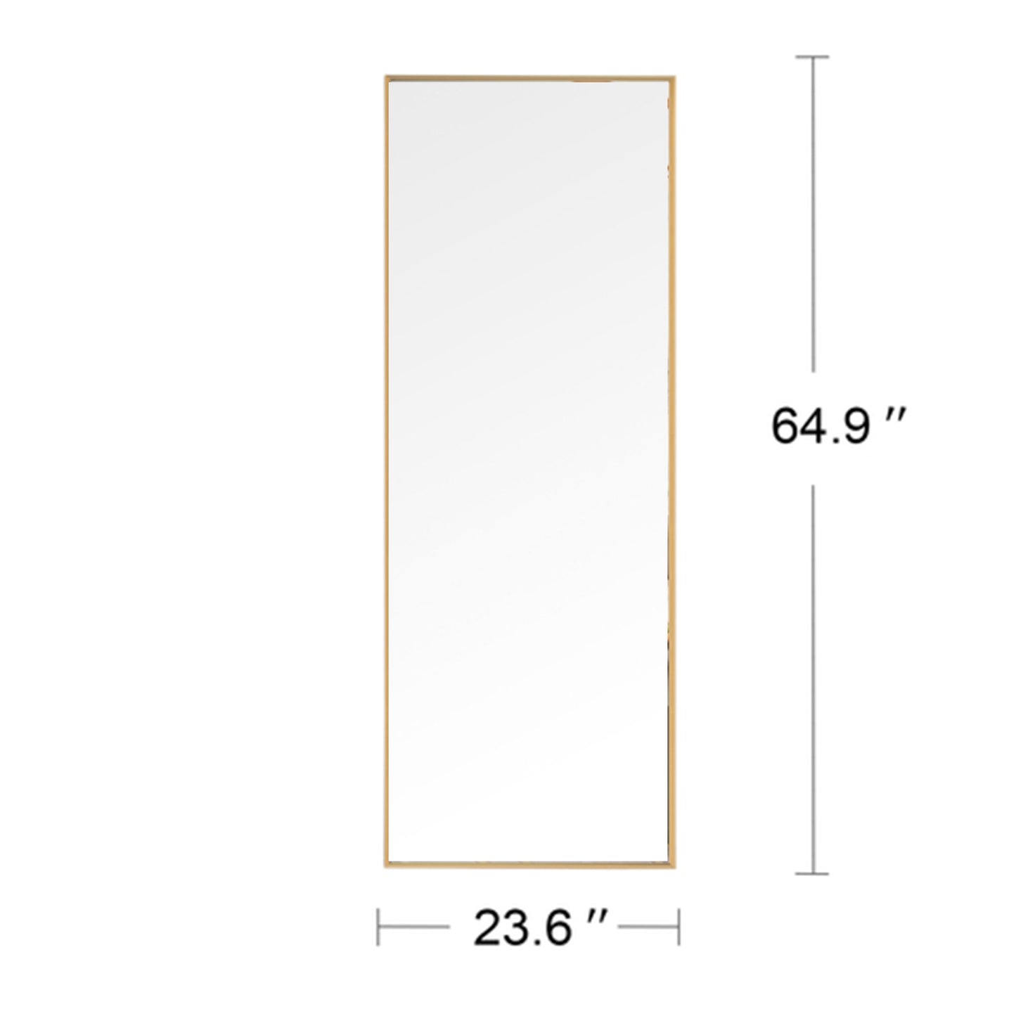 Elegant Wall-Mounted Full Length Mirror with Alloy Frame, Golden Finish - Space-Saving Decorative Accent for Home or Office