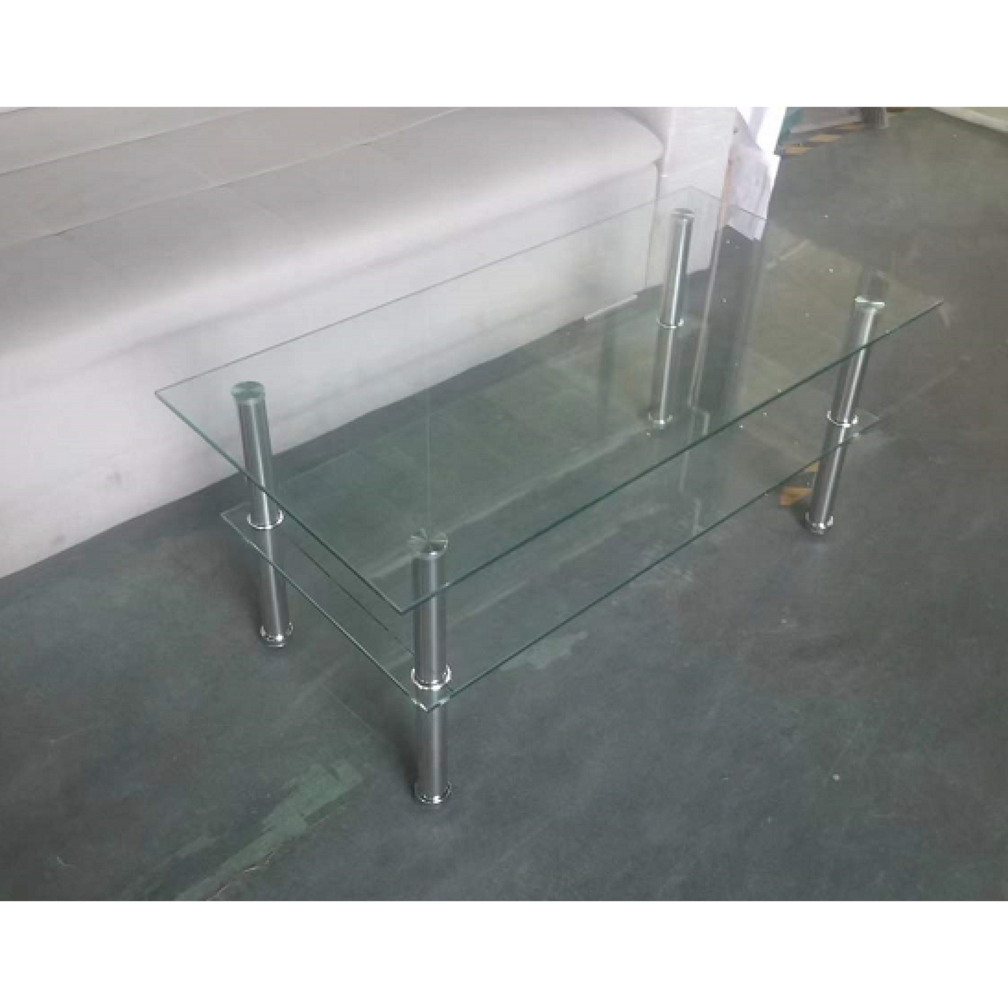 Modern Clear Glass Coffee Table - Tempered Glass Design for Elegant Living Room Décor