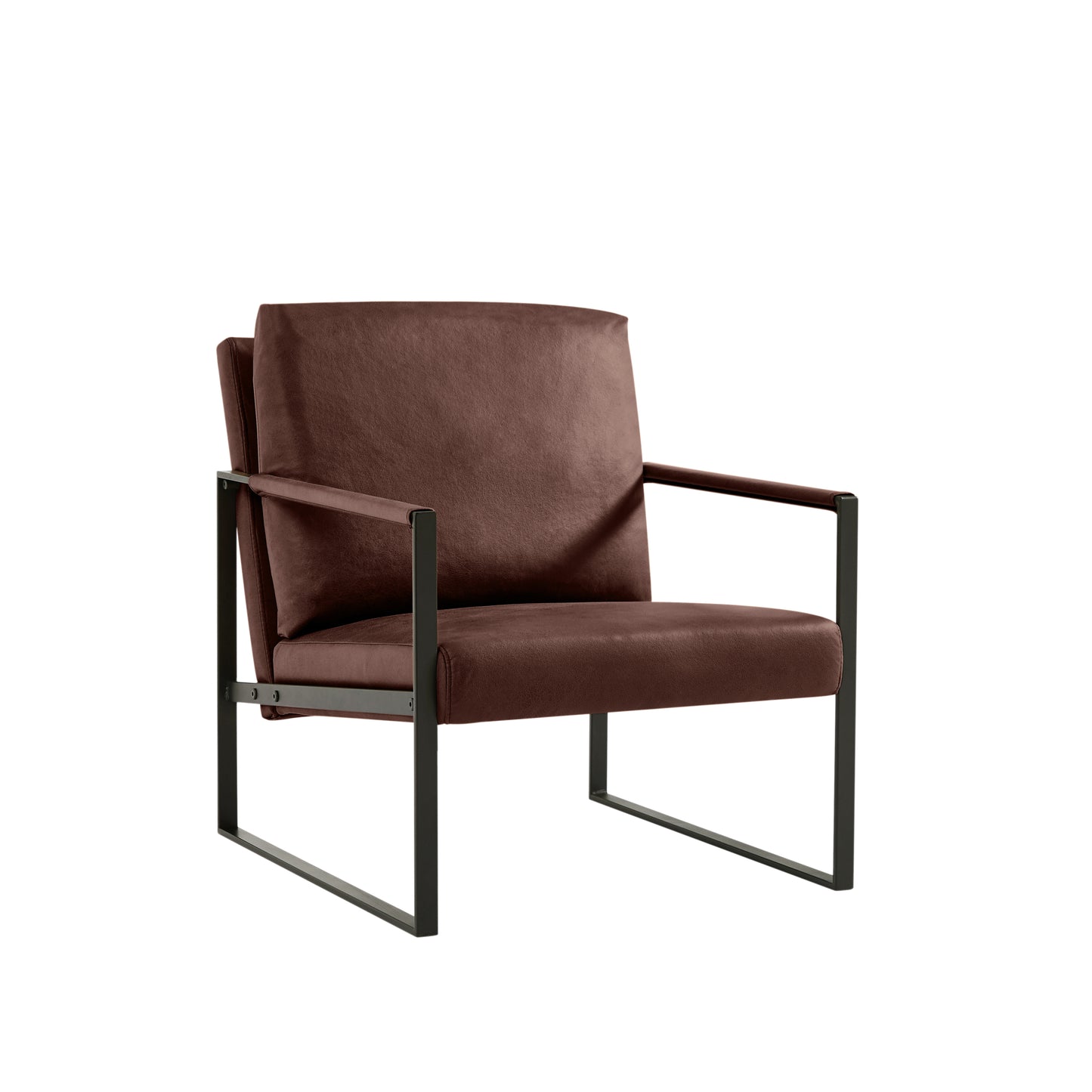 Brown PVC Leather Accent Arm Chair for Lounge, Living Room, Office, Reception - Extra Thick Padded Backrest & Seat Cushion