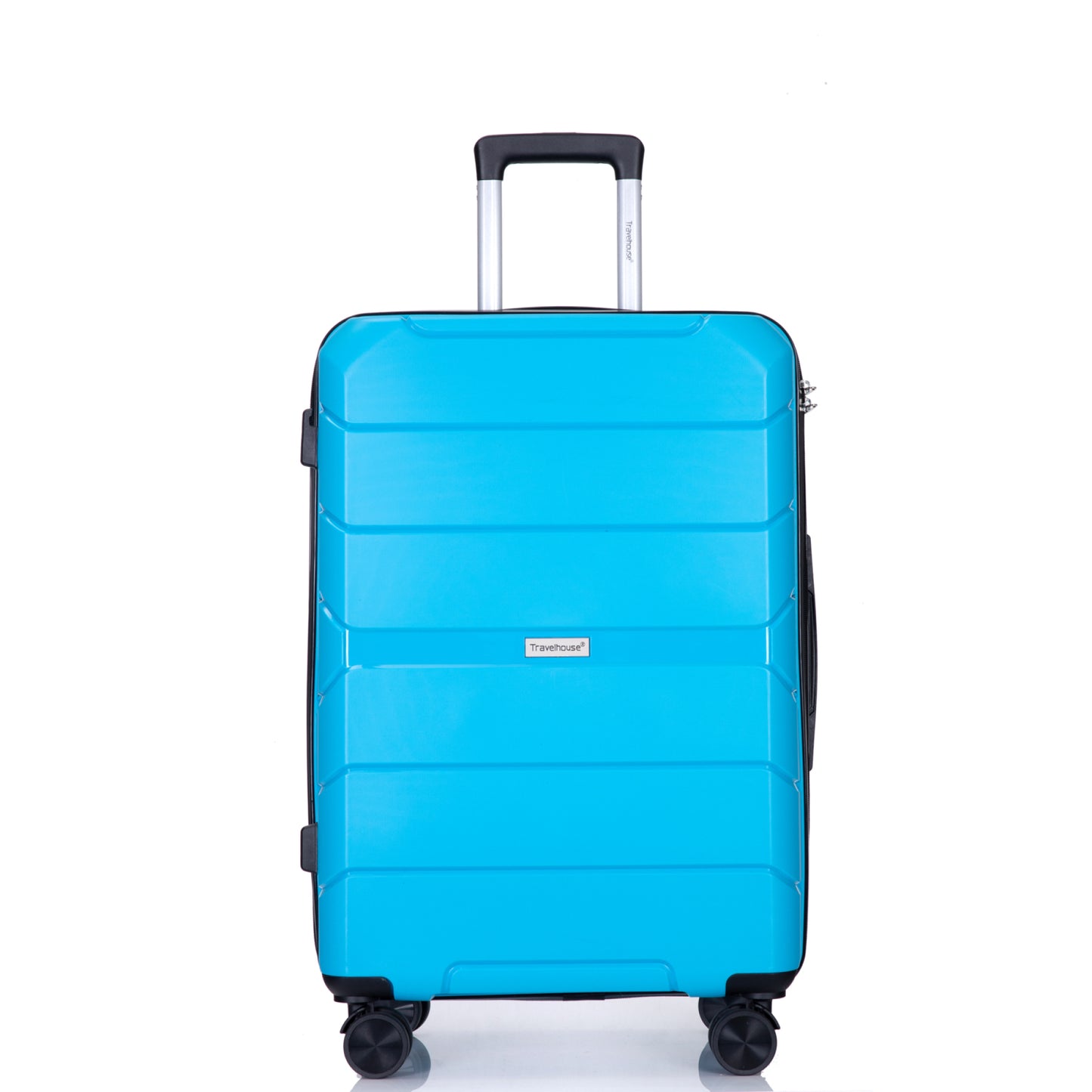 Lightweight Hardshell Luggage Set with Spinner Wheels & TSA Lock, 3-Piece Suitcase Set (20/24/28) - Light Blue