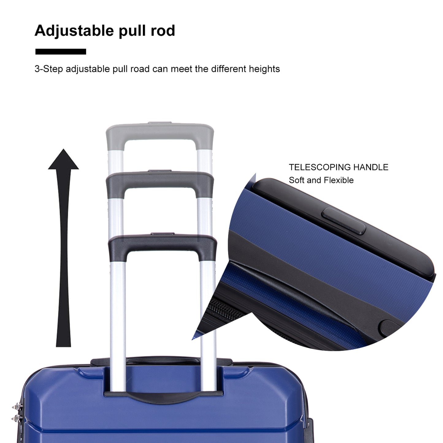 Lightweight Hardshell Luggage Set with Spinner Wheels, TSA Lock - 3-Piece (20/24/28) - Navy Travel Suitcase Set