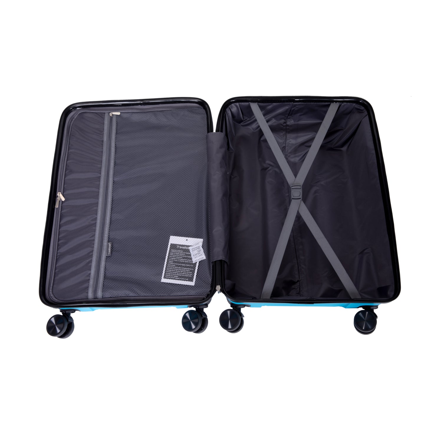 Lightweight Hardshell Luggage Set with Spinner Wheels & TSA Lock, 3-Piece Suitcase Set (20/24/28) - Light Blue