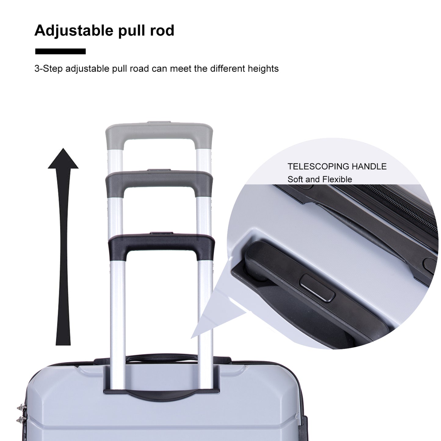 Lightweight Hardshell 3-Piece Luggage Set with Spinner Wheels & TSA Lock - Silver (20/24/28)