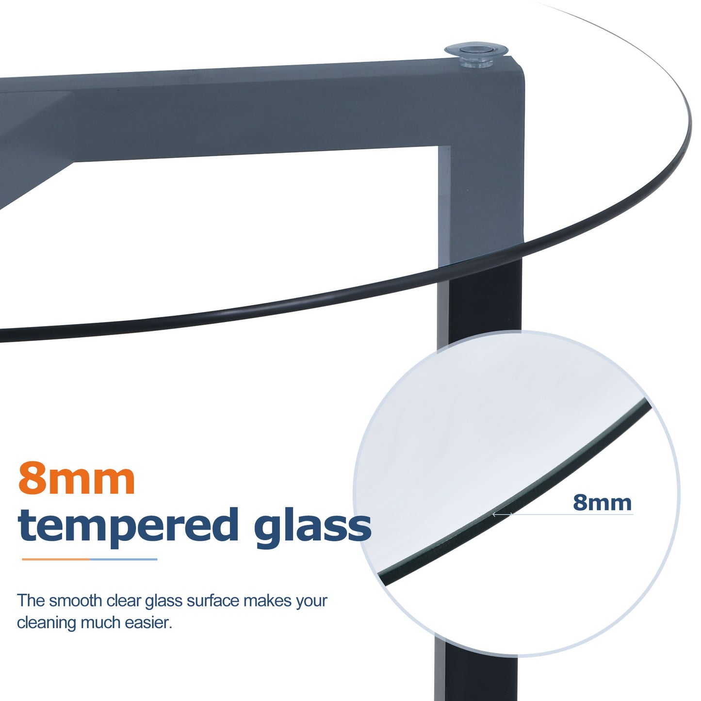 Modern Round Glass Coffee Table - Stylish Cocktail Table with Tempered Glass Top & Sturdy Wood Base - Easy Assembly - Black Finish