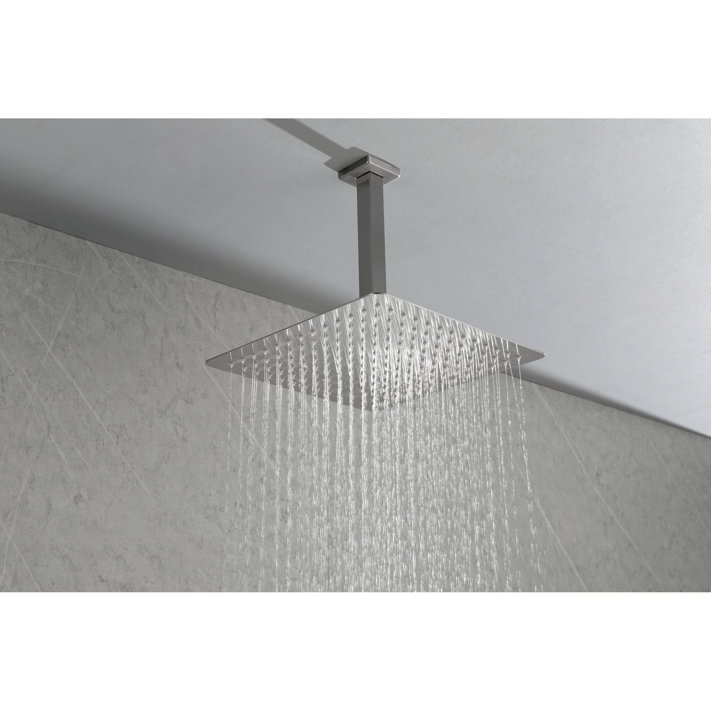 High Pressure Rain Shower Head - Ultra-Thin 304 Stainless Steel Waterfall Shower with Self-Cleaning Nozzles for Full Body Coverage