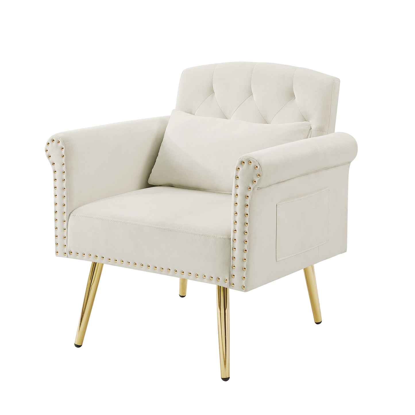 OFF WHITE  velvet armchair with metal  legs