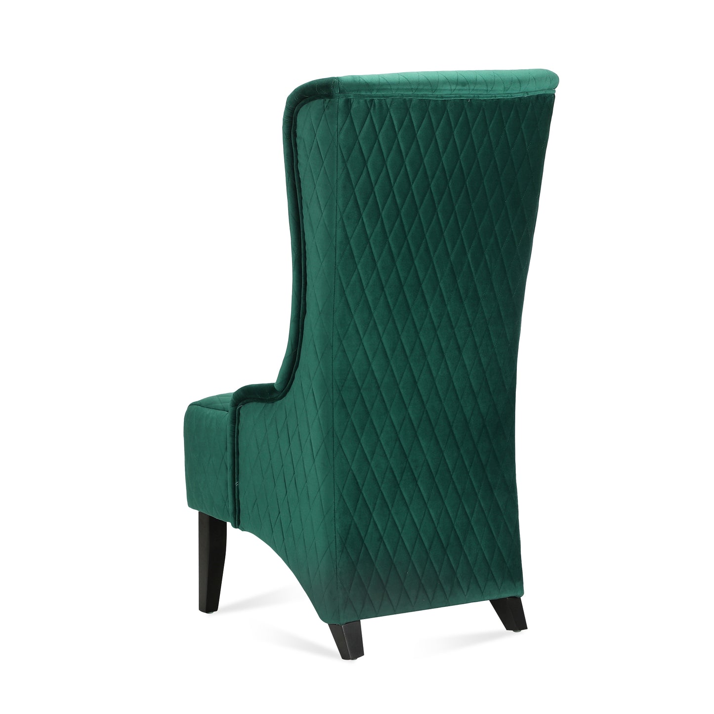 Elegant Green High-Back Velvet Accent Chair with Padded Comfort and Wooden Legs for Living Room or Bedroom