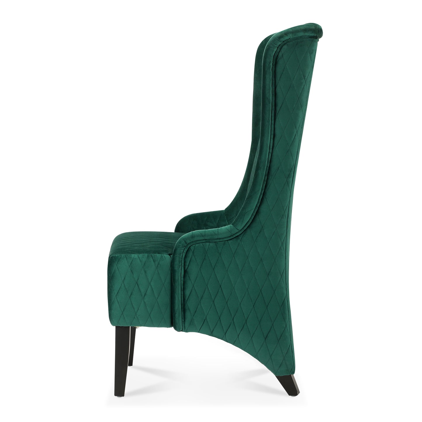 Elegant Green High-Back Velvet Accent Chair with Padded Comfort and Wooden Legs for Living Room or Bedroom