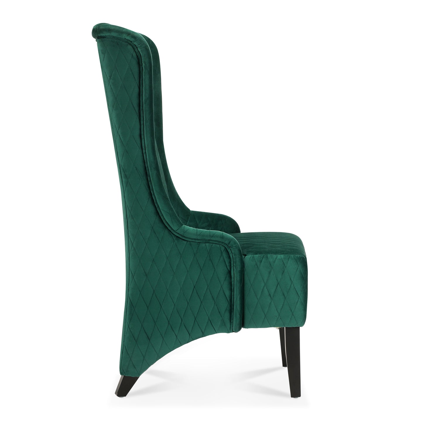 Elegant Green High-Back Velvet Accent Chair with Padded Comfort and Wooden Legs for Living Room or Bedroom