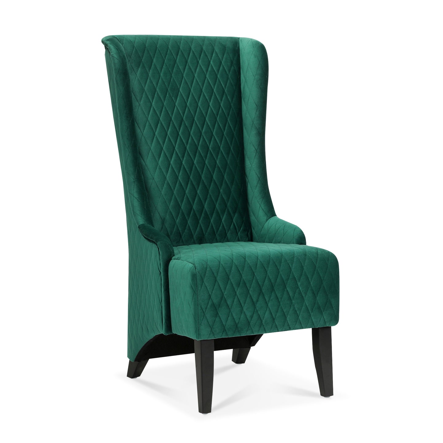 Elegant Green High-Back Velvet Accent Chair with Padded Comfort and Wooden Legs for Living Room or Bedroom