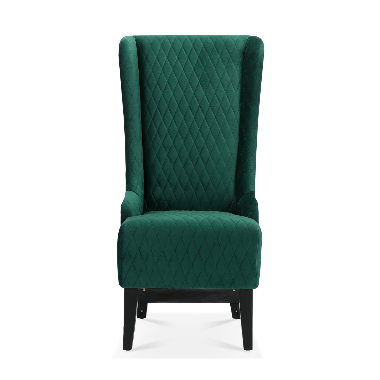 Elegant Green High-Back Velvet Accent Chair with Padded Comfort and Wooden Legs for Living Room or Bedroom