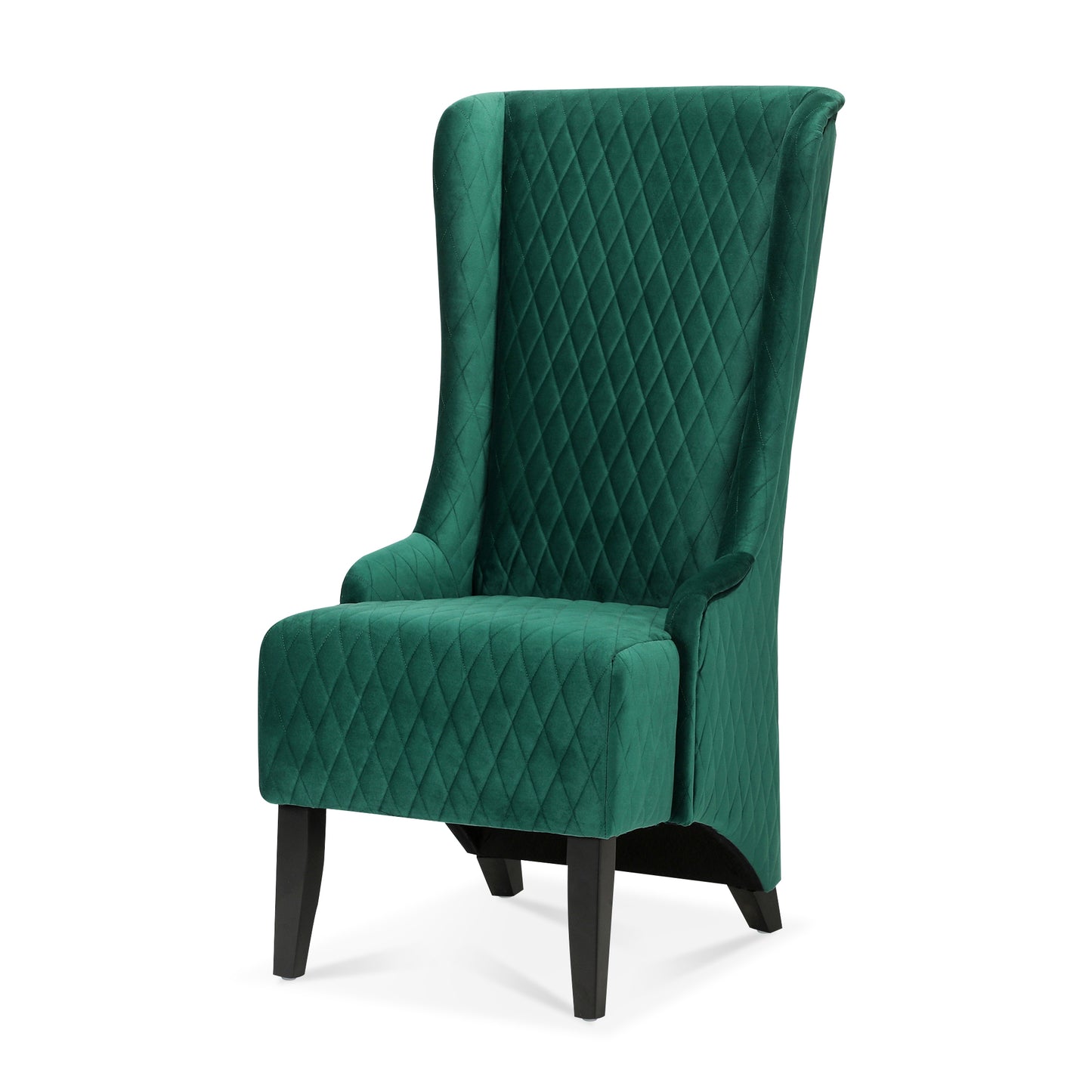 Elegant Green High-Back Velvet Accent Chair with Padded Comfort and Wooden Legs for Living Room or Bedroom