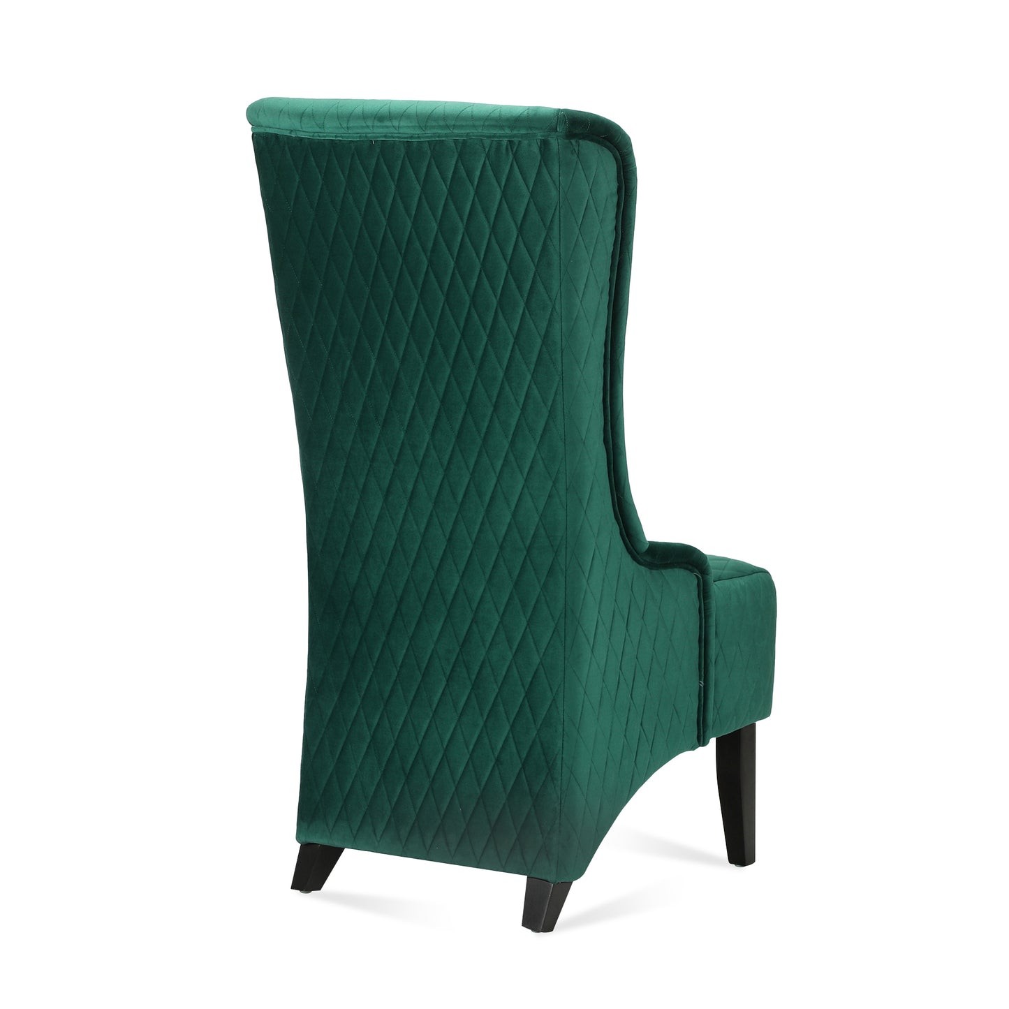Elegant Green High-Back Velvet Accent Chair with Padded Comfort and Wooden Legs for Living Room or Bedroom