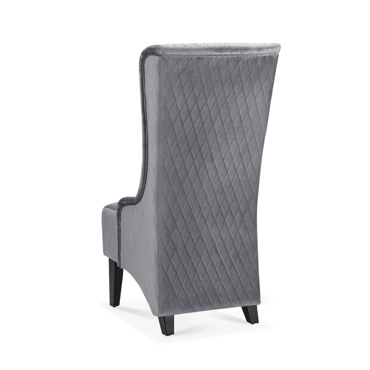 Velvet Accent Chair, 23.03 Wide High-Back Wingback Chair, Comfy Living Room Chair with Soft Padded Seat & Wooden Legs Grey