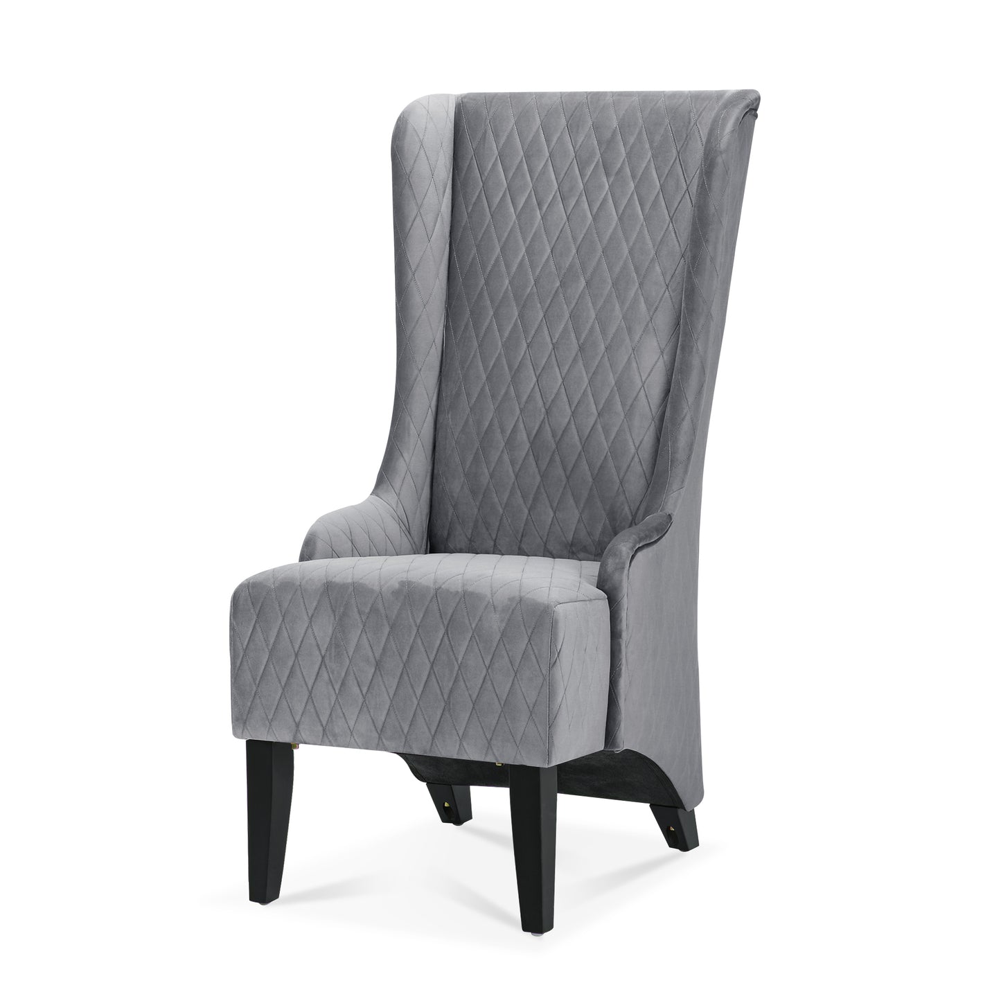 Velvet Accent Chair, 23.03 Wide High-Back Wingback Chair, Comfy Living Room Chair with Soft Padded Seat & Wooden Legs Grey