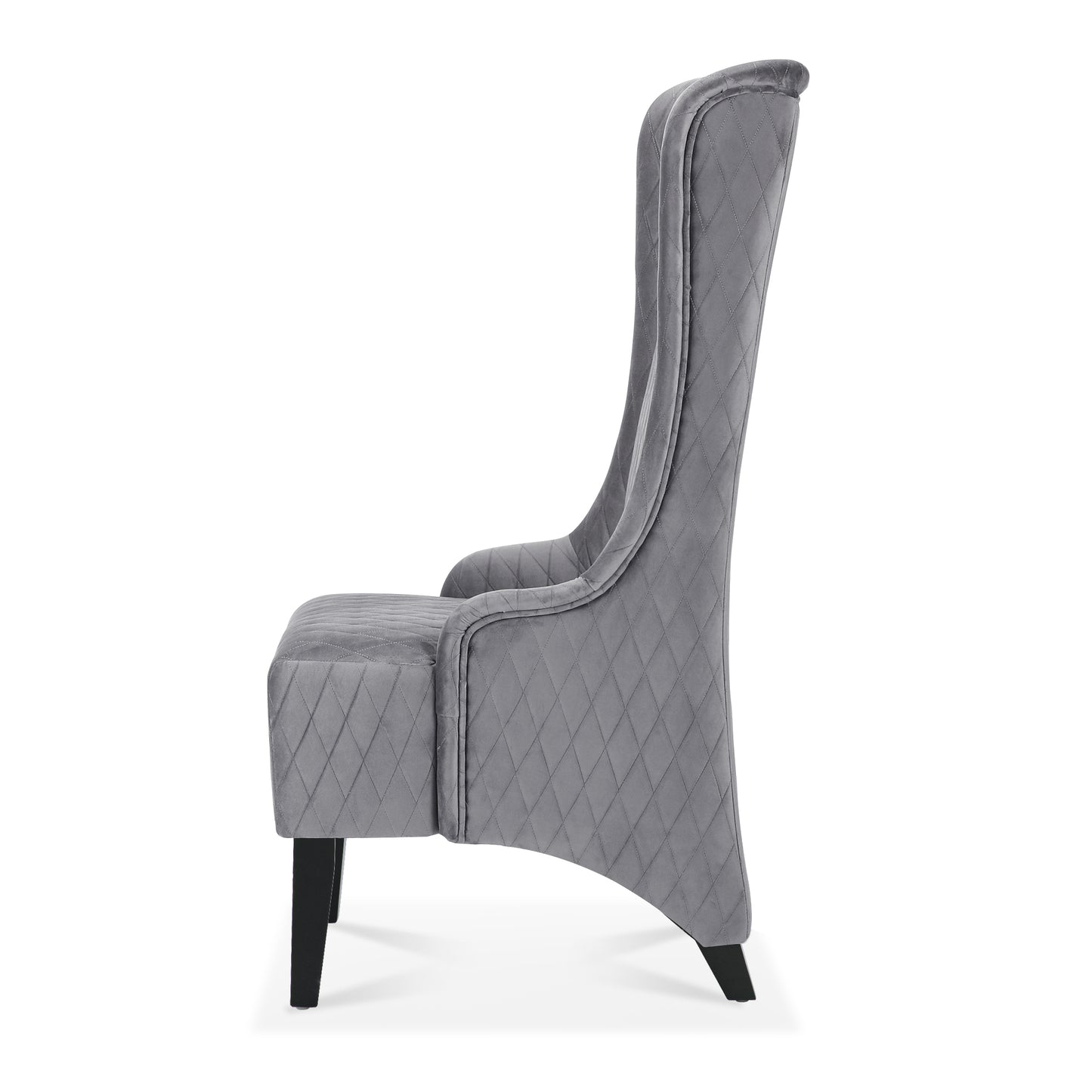 Velvet Accent Chair, 23.03 Wide High-Back Wingback Chair, Comfy Living Room Chair with Soft Padded Seat & Wooden Legs Grey