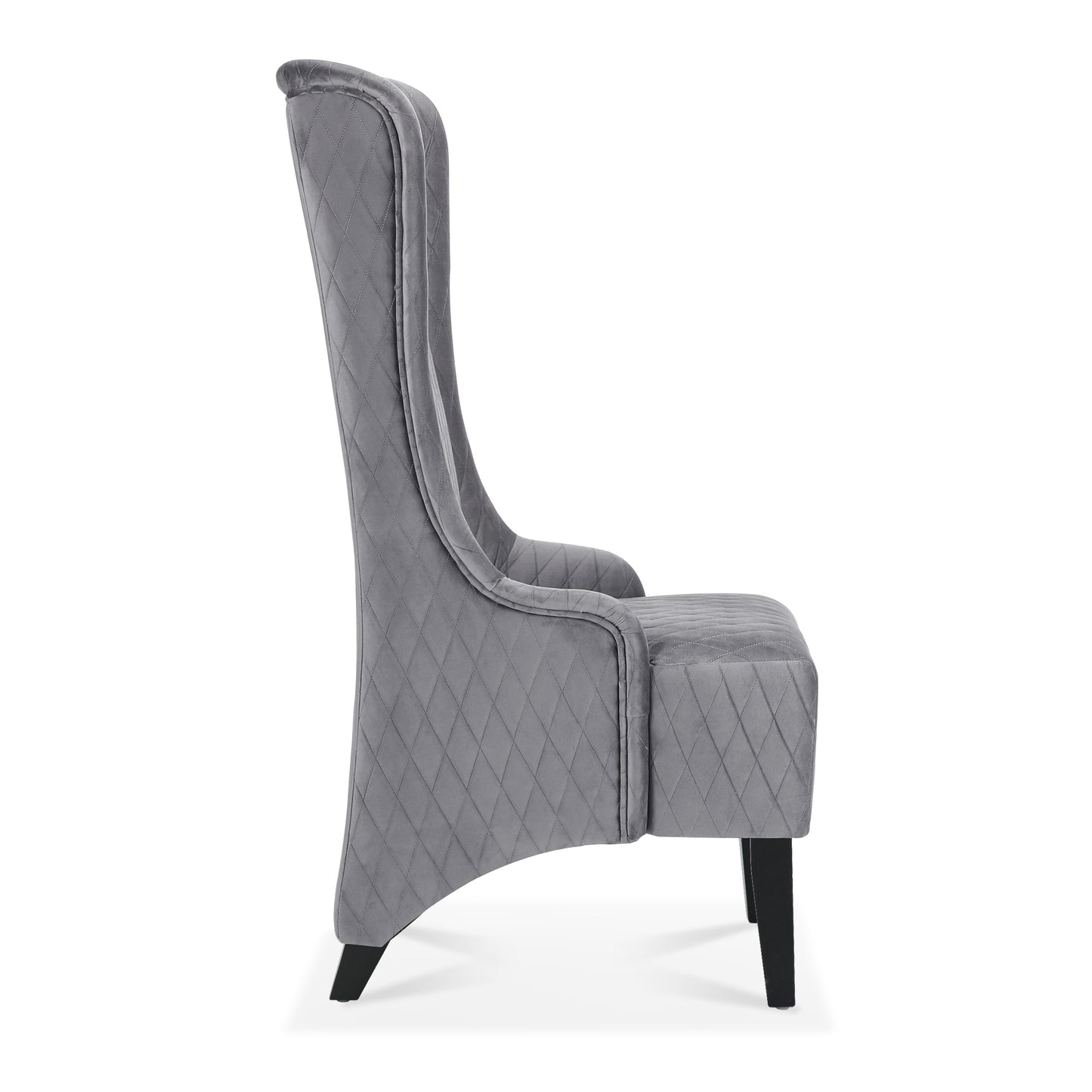 Velvet Accent Chair, 23.03 Wide High-Back Wingback Chair, Comfy Living Room Chair with Soft Padded Seat & Wooden Legs Grey