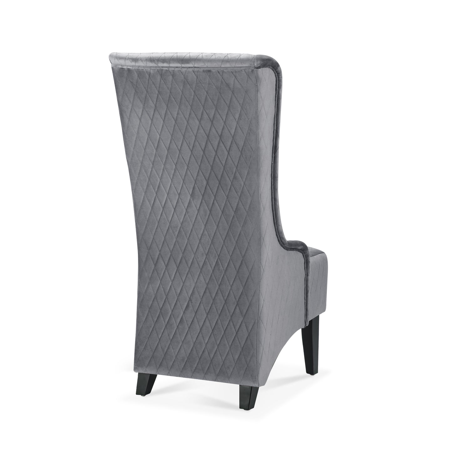 Velvet Accent Chair, 23.03 Wide High-Back Wingback Chair, Comfy Living Room Chair with Soft Padded Seat & Wooden Legs Grey