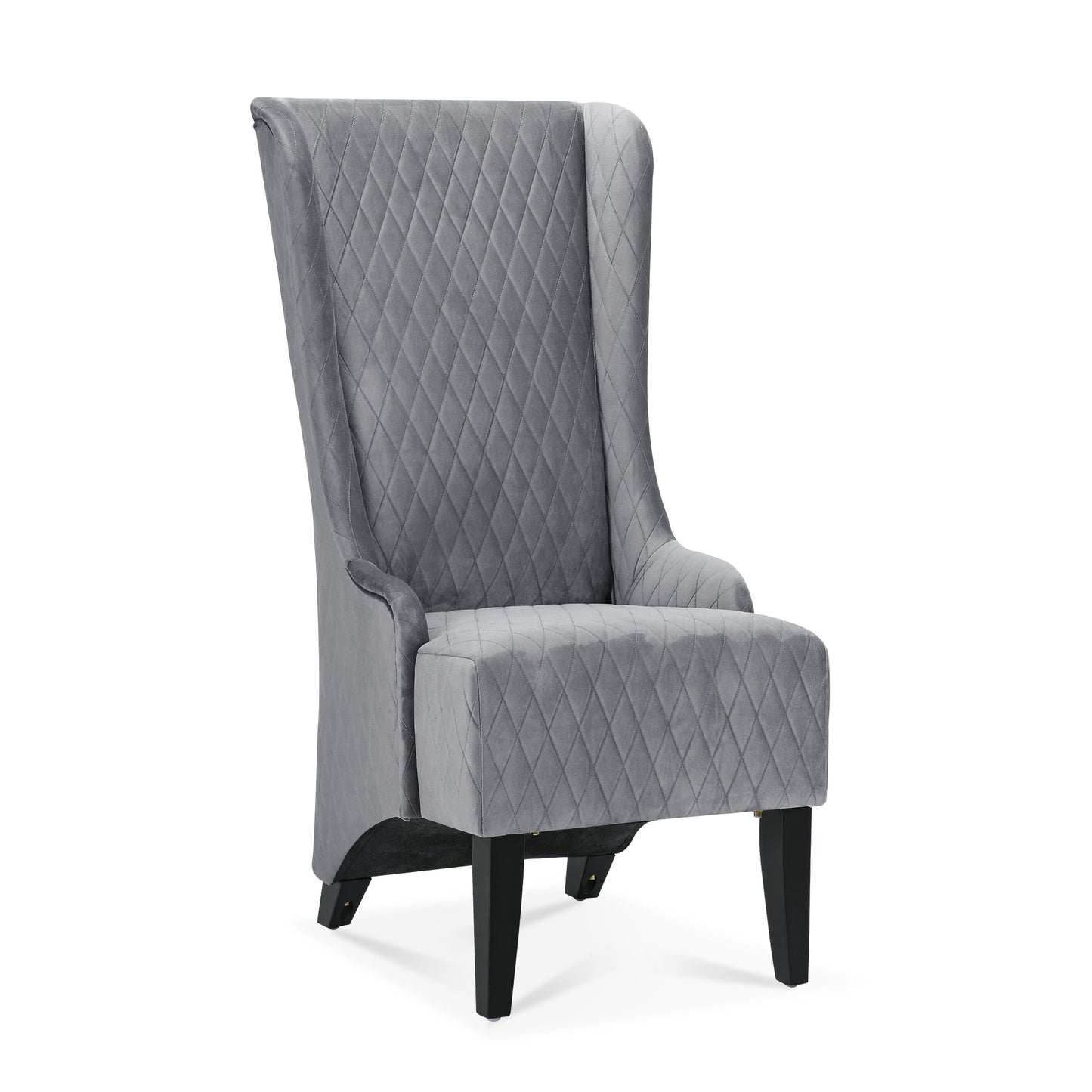 Velvet Accent Chair, 23.03 Wide High-Back Wingback Chair, Comfy Living Room Chair with Soft Padded Seat & Wooden Legs Grey