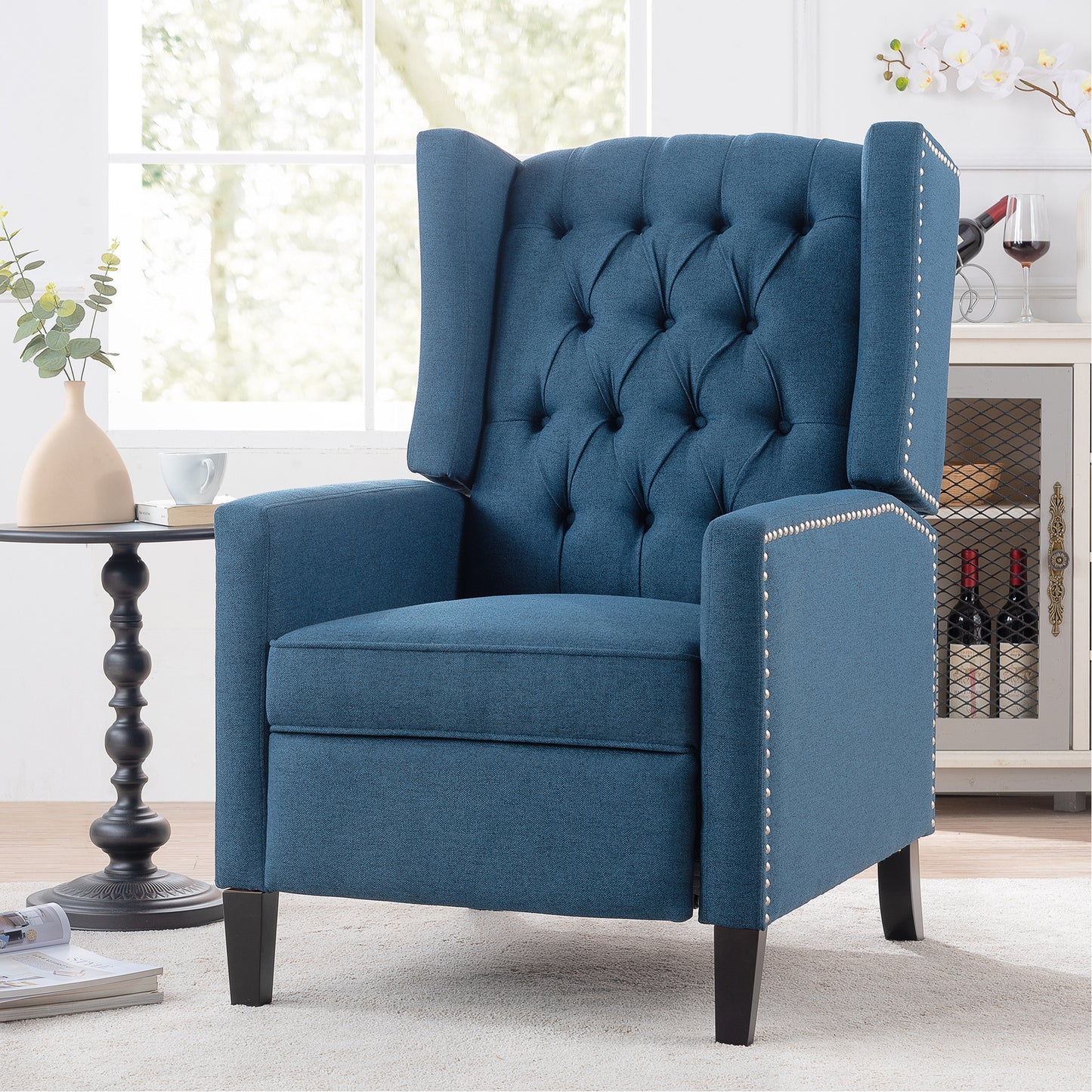 27.16” Wide Manual Wing Chair Recliner - Comfortable Upholstered Armchair for Living Room, Home Theater, Bedroom - Stylish Classic Design