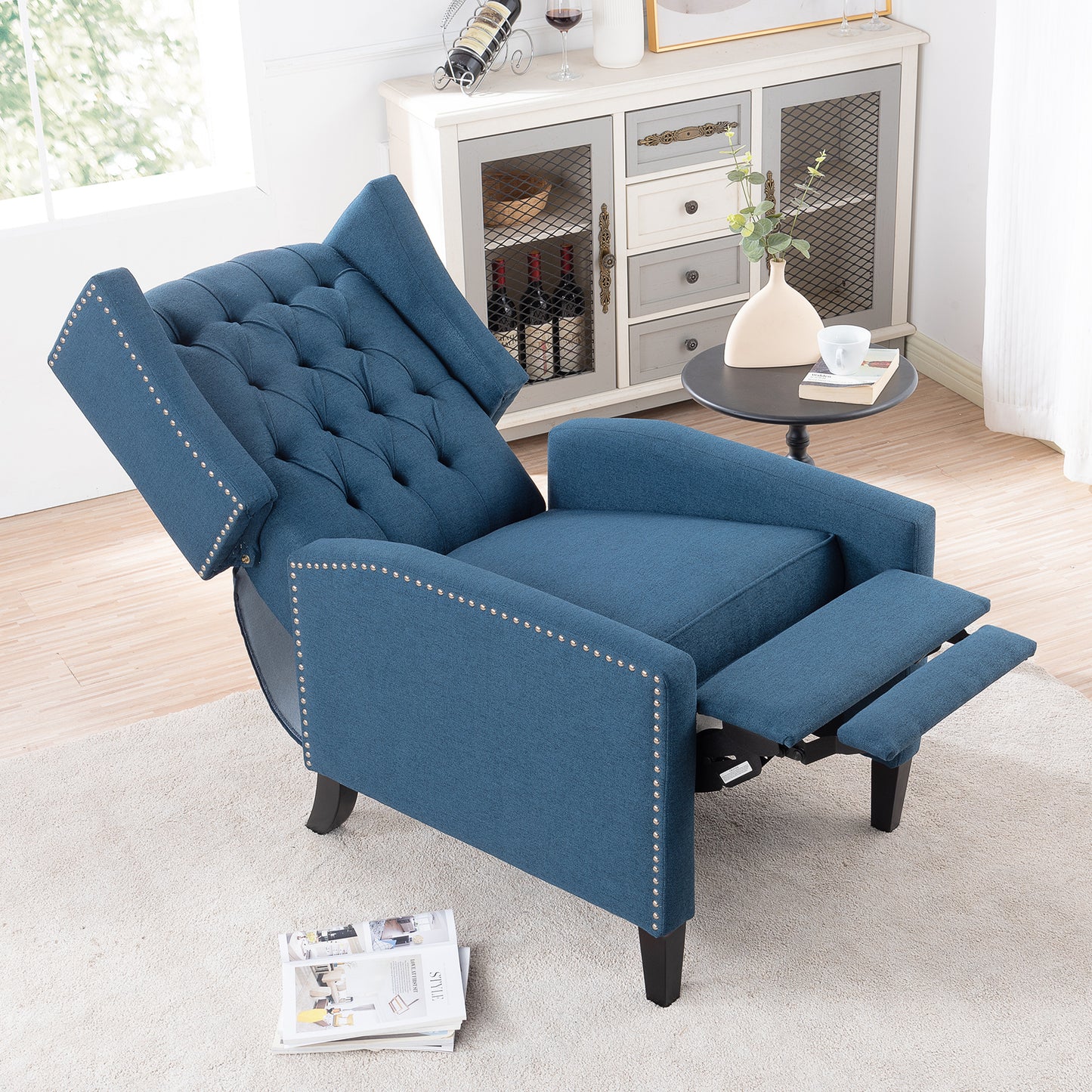 27.16” Wide Manual Wing Chair Recliner - Comfortable Upholstered Armchair for Living Room, Home Theater, Bedroom - Stylish Classic Design
